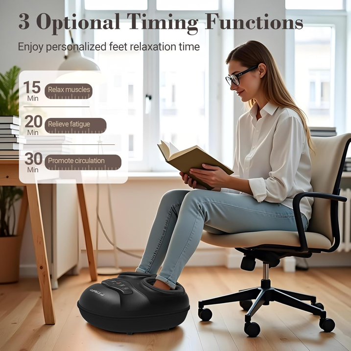 CPL-5555-WM Cupilo Shiatsu Foot Massager, Feet Massager Machine with 3 Heat Levels, 5 Deep Kneading Therapy Pressure for Plantar Fasciitis, Neuropathy, Blood Circulation, Gifts for Women Men 13"