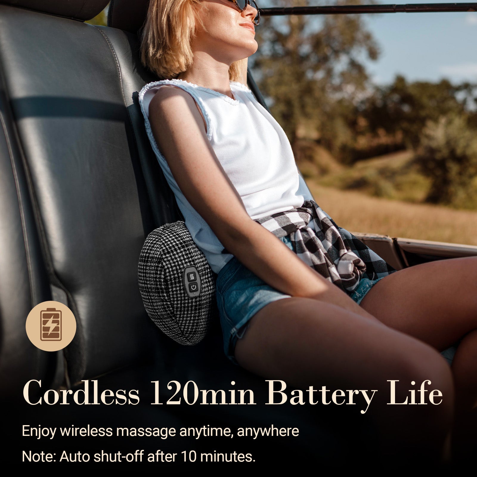 CuPiLo Back Massager for Pain Relief, Gifts for Women Men, Cordless 120min Neck and Back Massager, Plush Skin-Friendly Kneading Massage Pillow for Body Relaxation at Home - CPL-1149