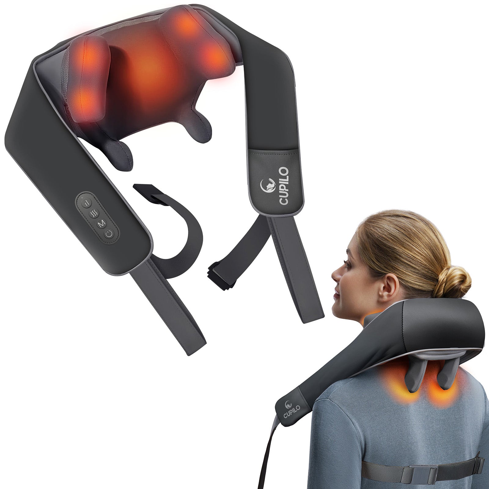 CuPiLo Shiatsu Neck Massager - 2024 New Cordless 6D Expert Deep Tissue Kneading Massage with Wireless Remote Control - CPL-6682R