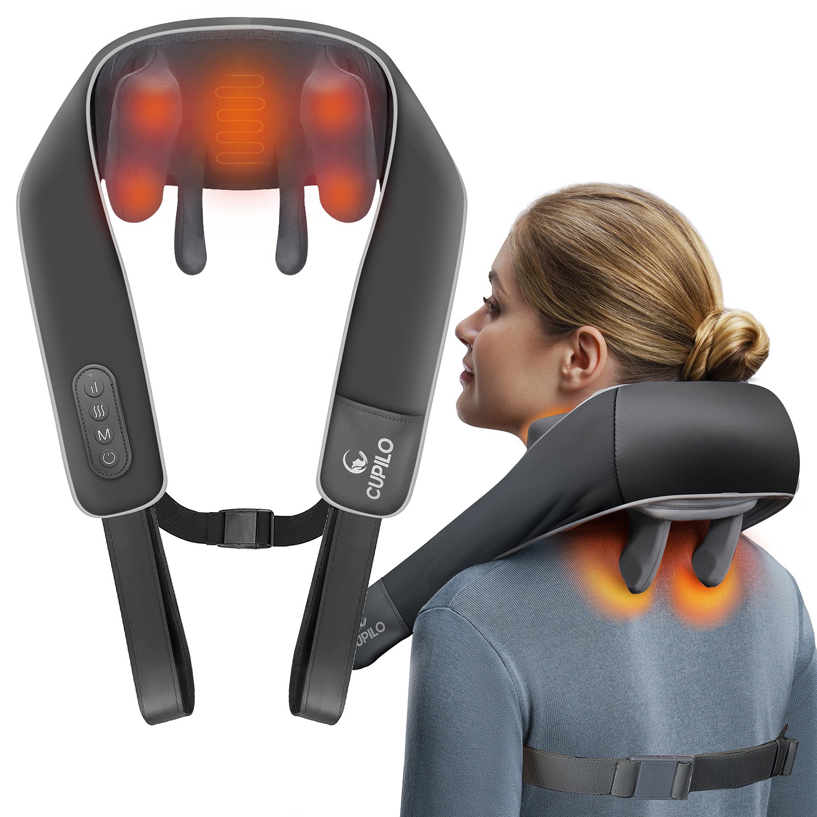 CuPiLo Shiatsu Neck Massager - 2024 New Cordless 6D Expert Deep Tissue Kneading Massage with Wireless Remote Control - CPL-6682R