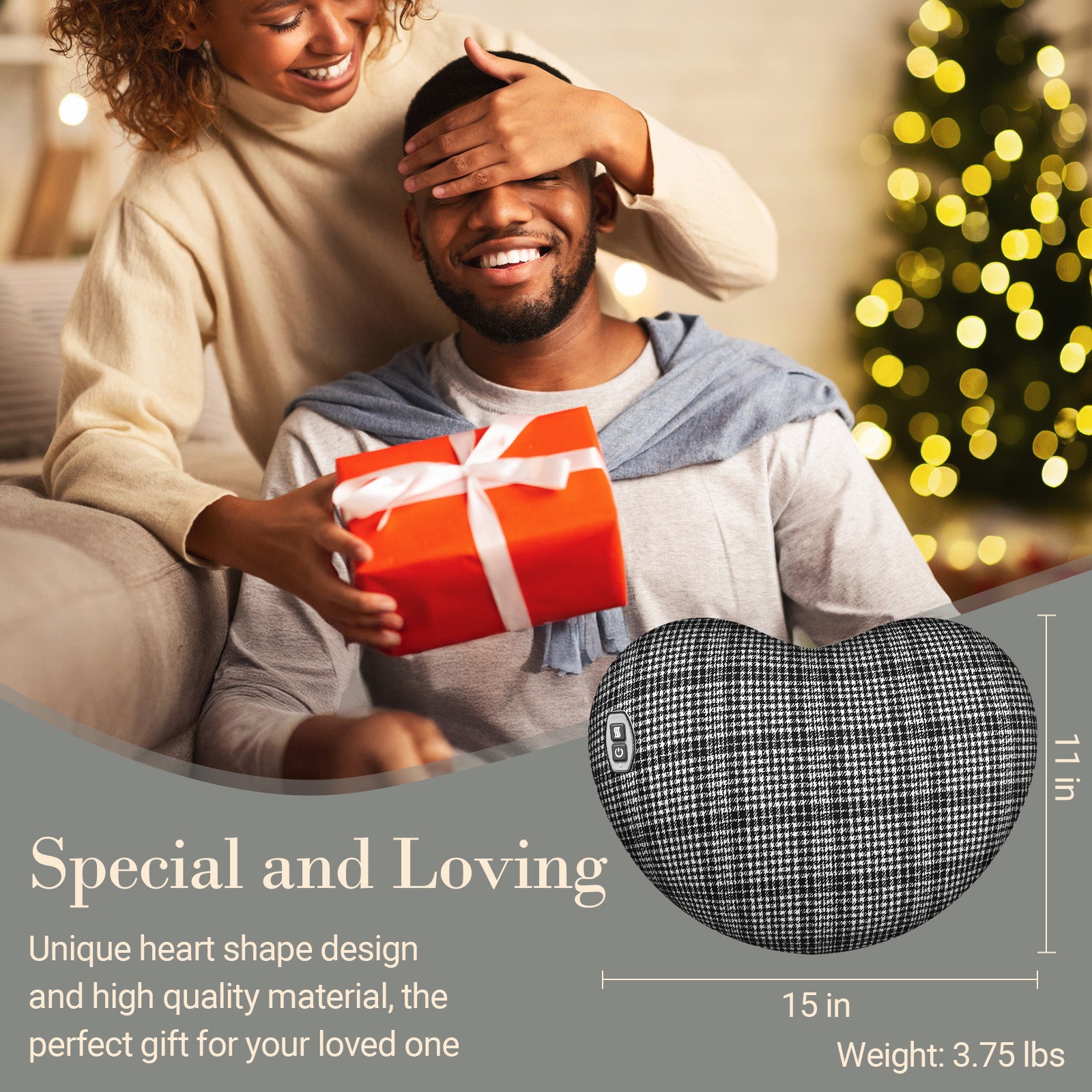 CuPiLo Back Massager for Pain Relief, Gifts for Women Men, Cordless 120min Neck and Back Massager, Plush Skin-Friendly Kneading Massage Pillow for Body Relaxation at Home - CPL-1149