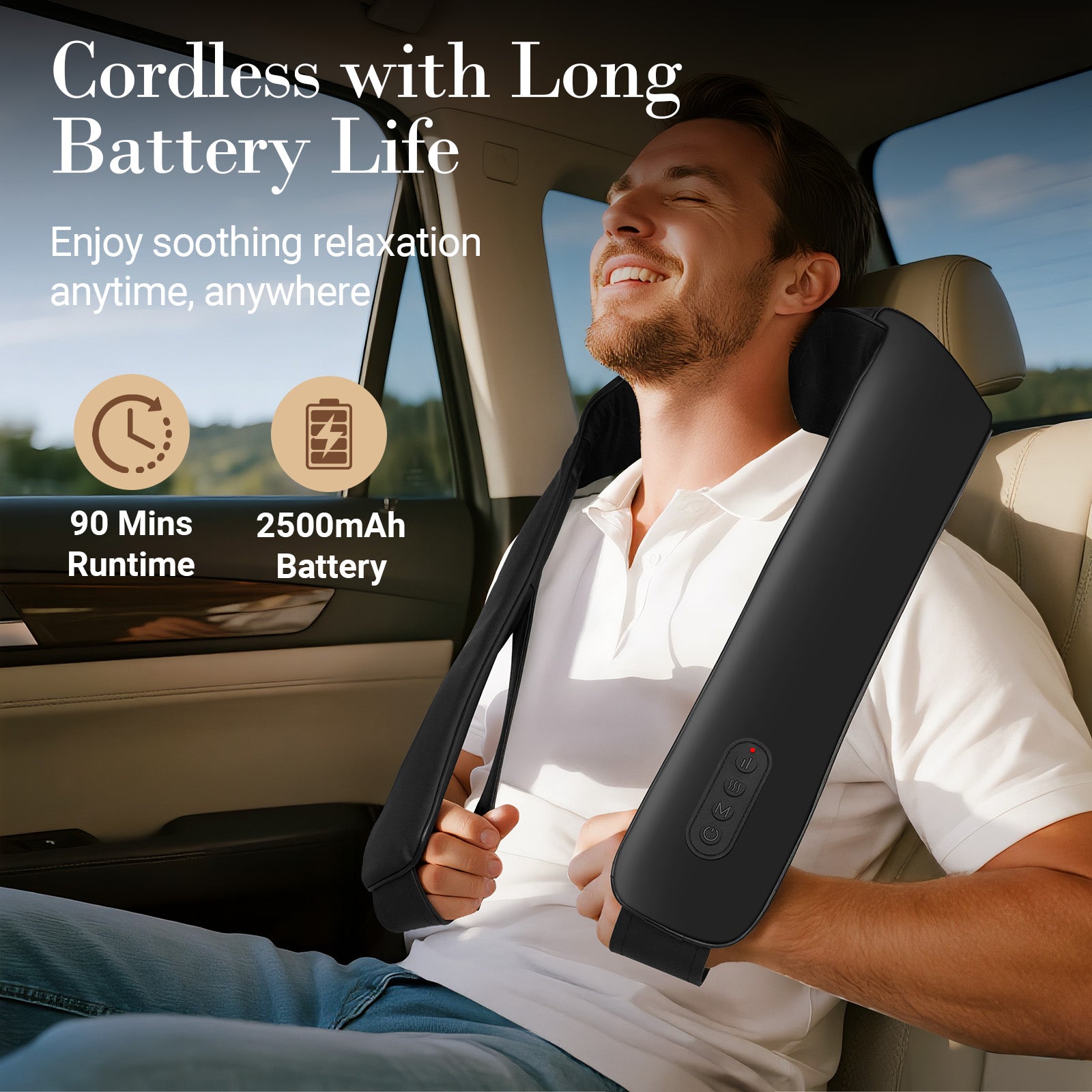 Cordless Neck and Shoulder Massager with Heat, 2025 Upgrade - CPL-6632C-BLK