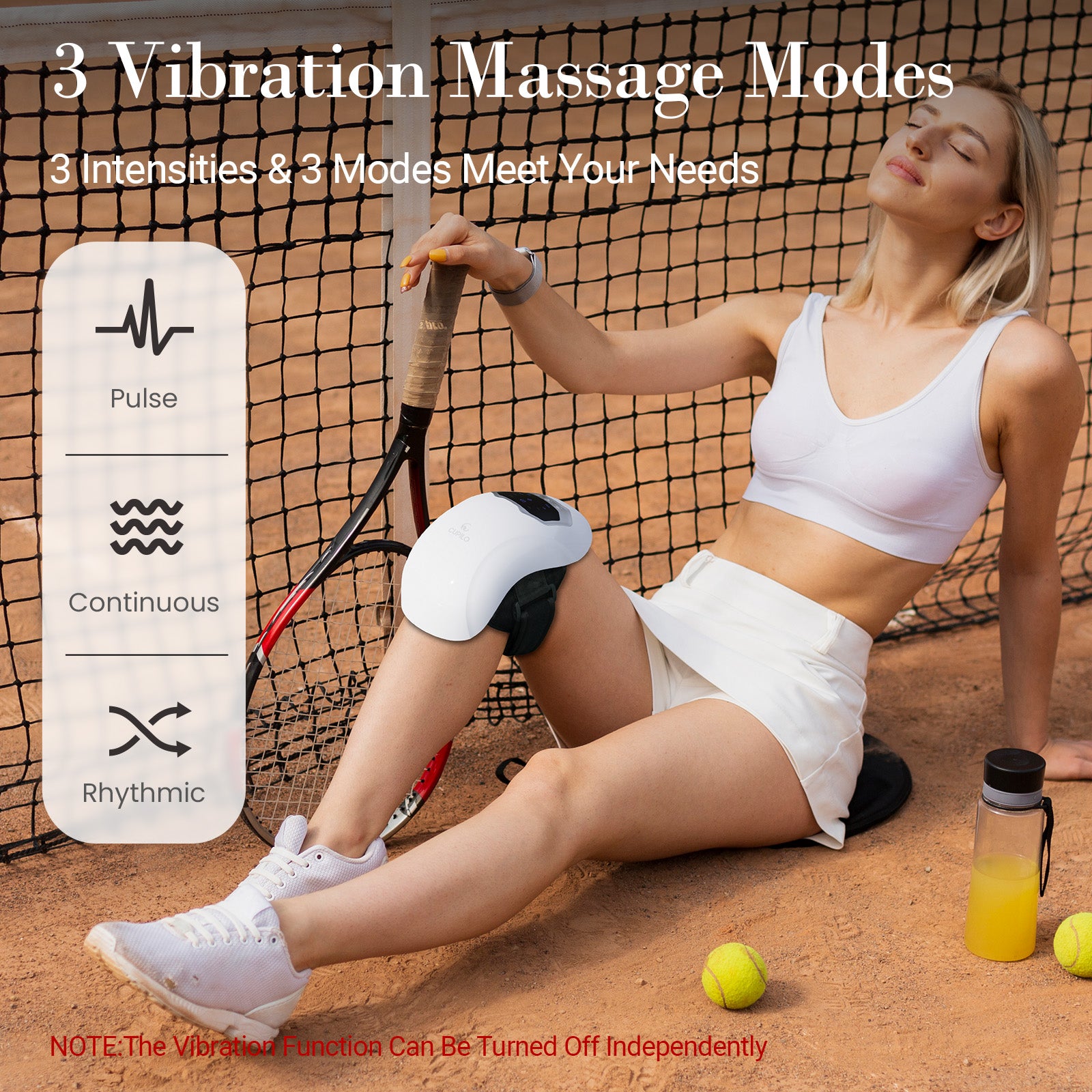 CuPiLo Cordless Knee Massager with Heat – 3 Heat Levels & 3 Vibration Modes, Rechargeable Heated Knee Brace with LED Display & Adjustable Straps for Pain Relief - CPL-5552