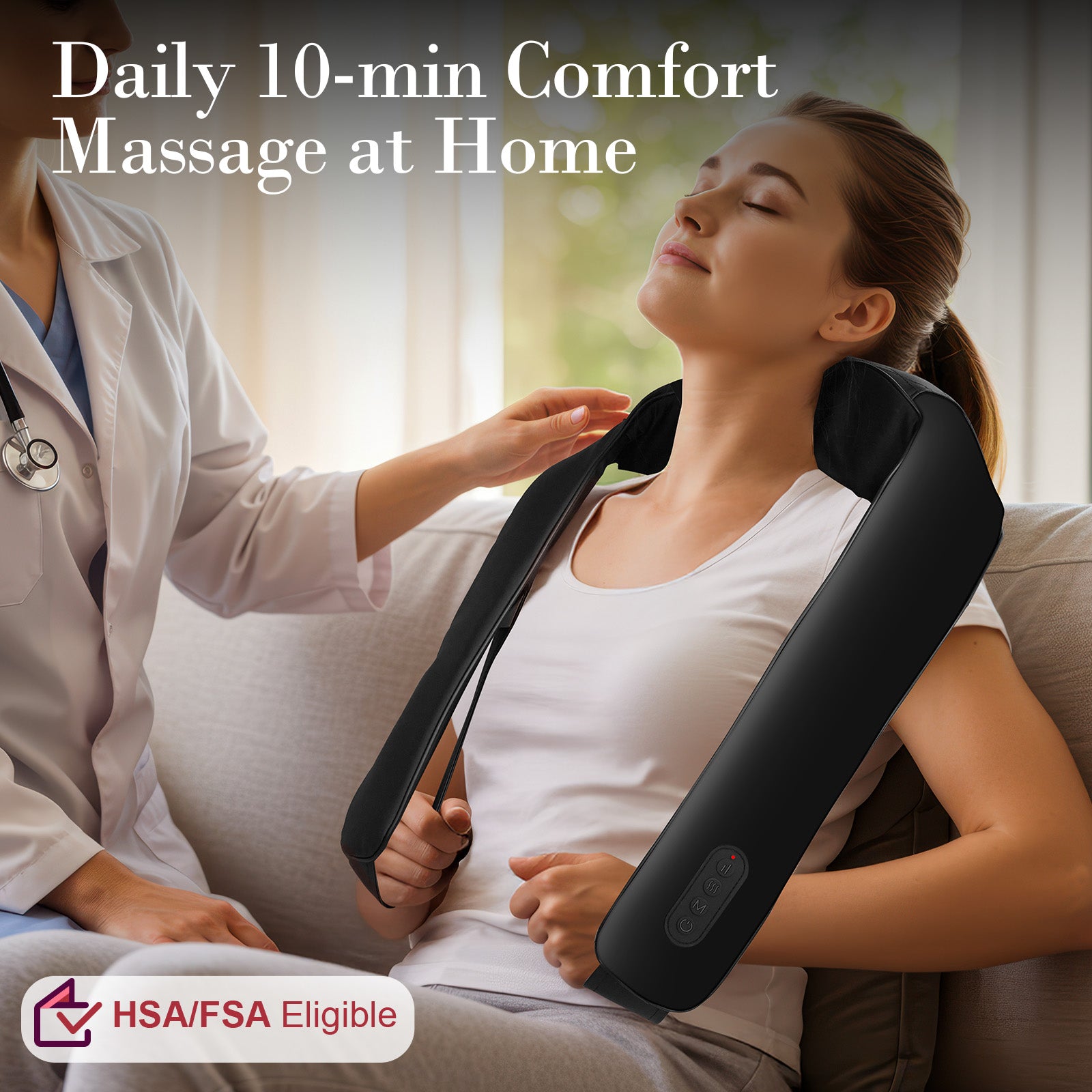 Cordless Neck and Shoulder Massager with Heat, 2025 Upgrade - CPL-6632C-BLK