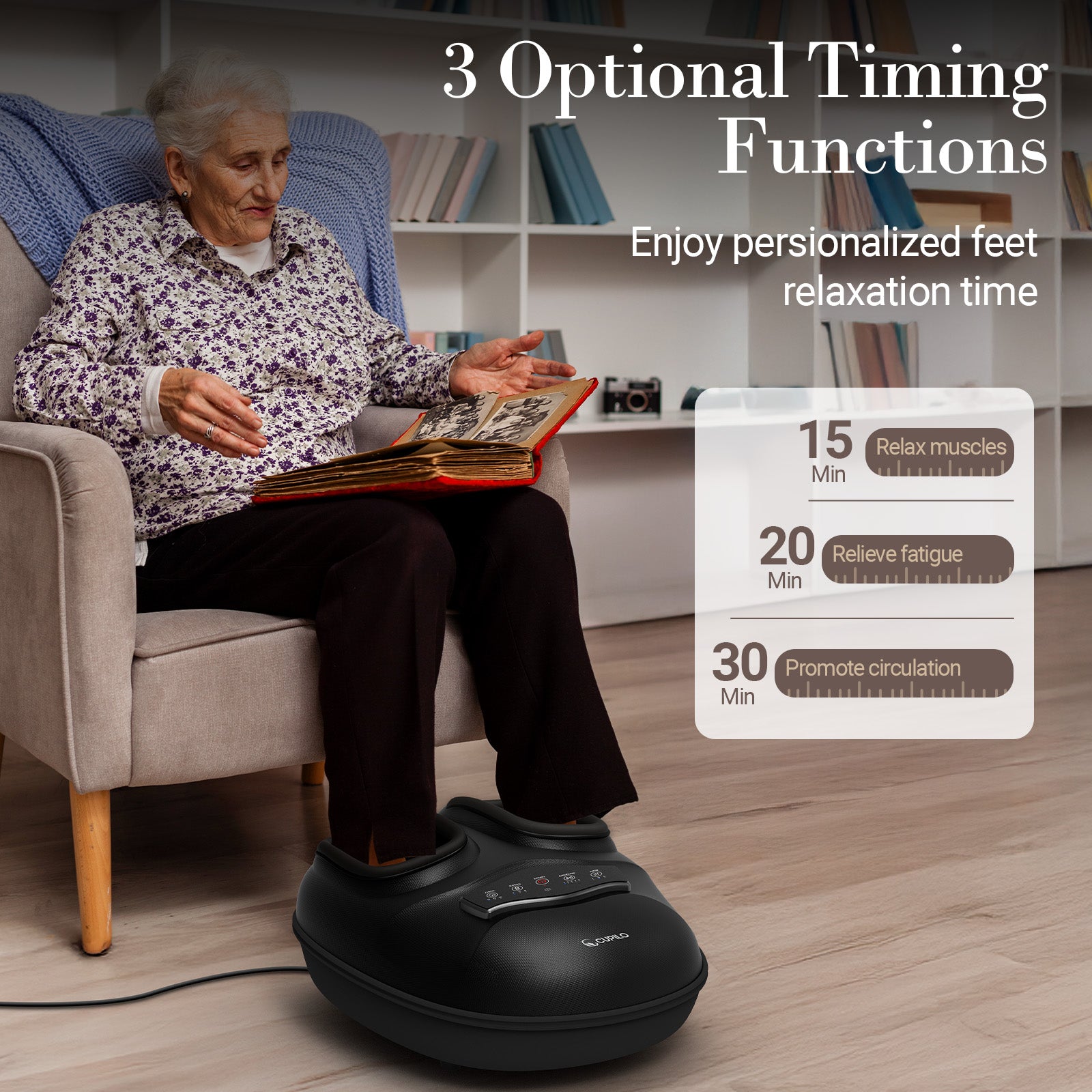 CuPiLo Smart APP-Controlled Foot Massager with Heat - FSA/HSA Eligible - CPL-5555S