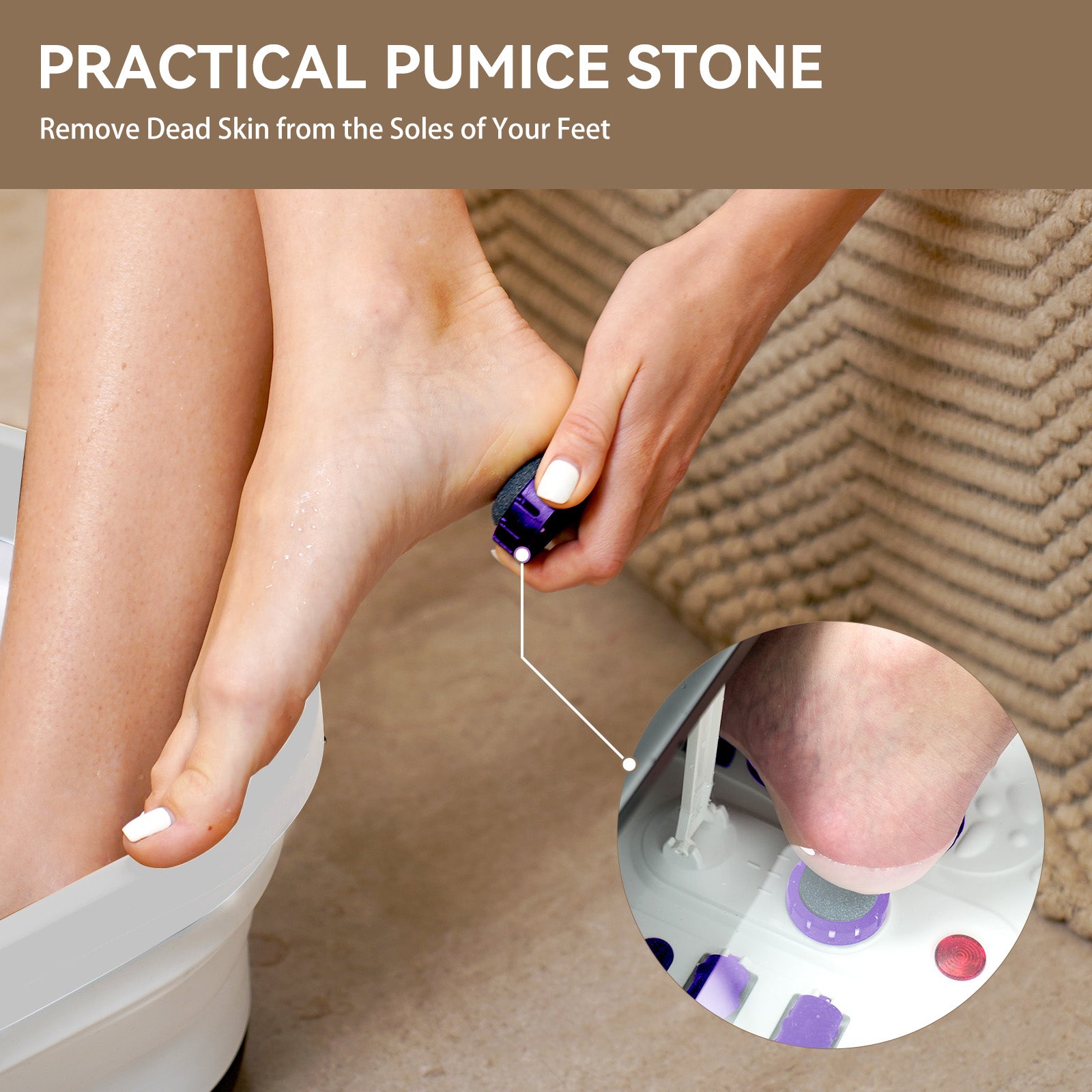 CPL-5538-PUR-WM Cupilo Foot Spa Bath Massager with Heat, Collapsible Foot Spa Soaking Tub for Soothe & Relax feet with Bubbles, Red Light and Rollers, Gifts