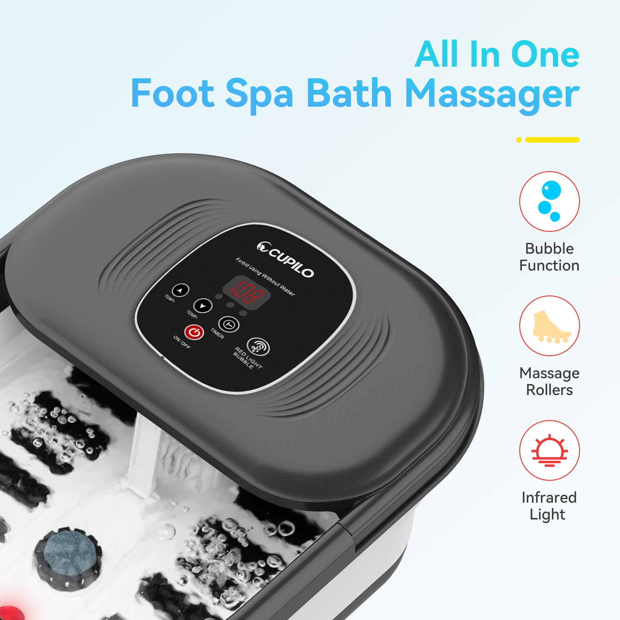CuPiLo Collapsible Foot Spa Bath Massager with Heat Bubbles - CPL-5538