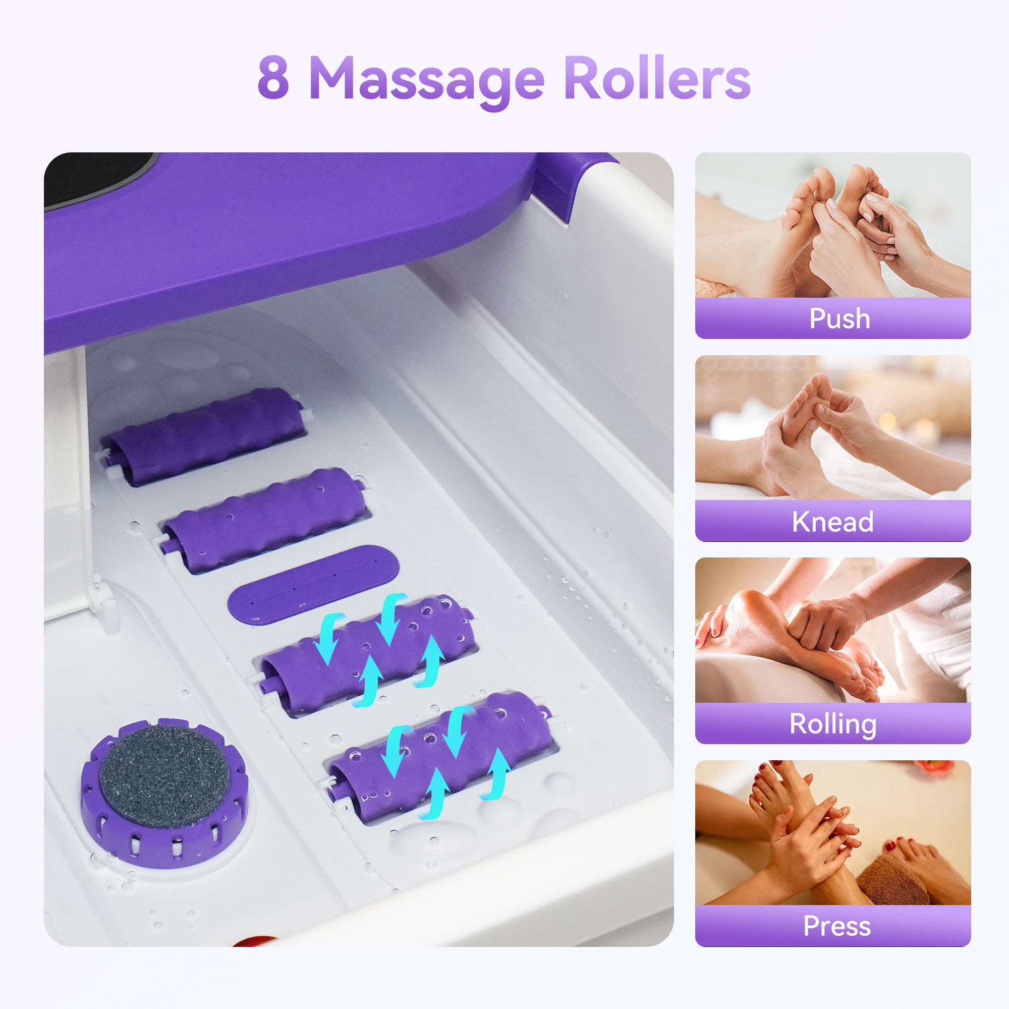 CuPiLo Collapsible Foot Spa Bath Massager with Heat Bubbles - CPL-5538-PUR