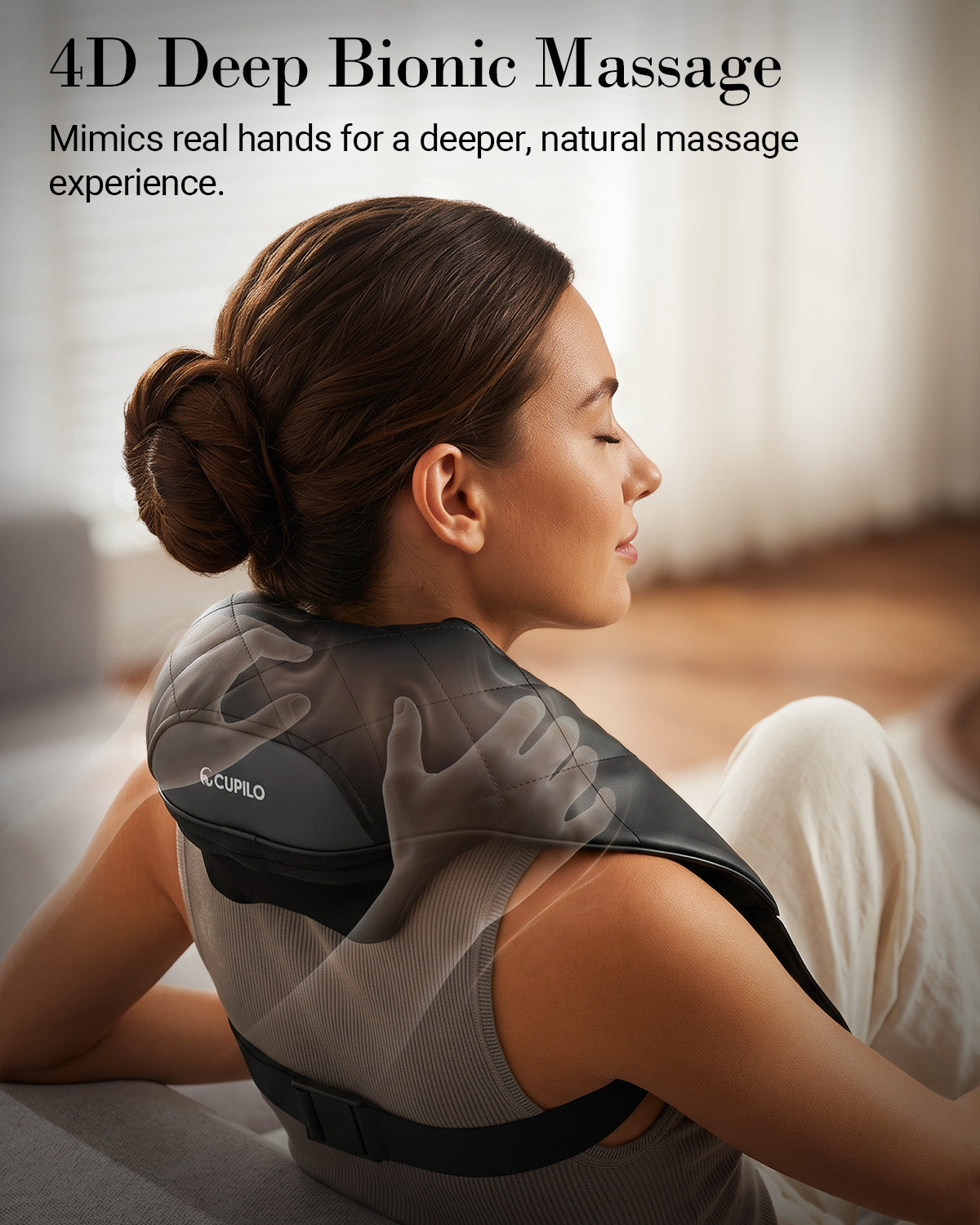 2026 Upgraded 6D Cordless Neck and Shoulder Massager with Heat for Deep Tissue Pain Relief - CPL-6672-BLK