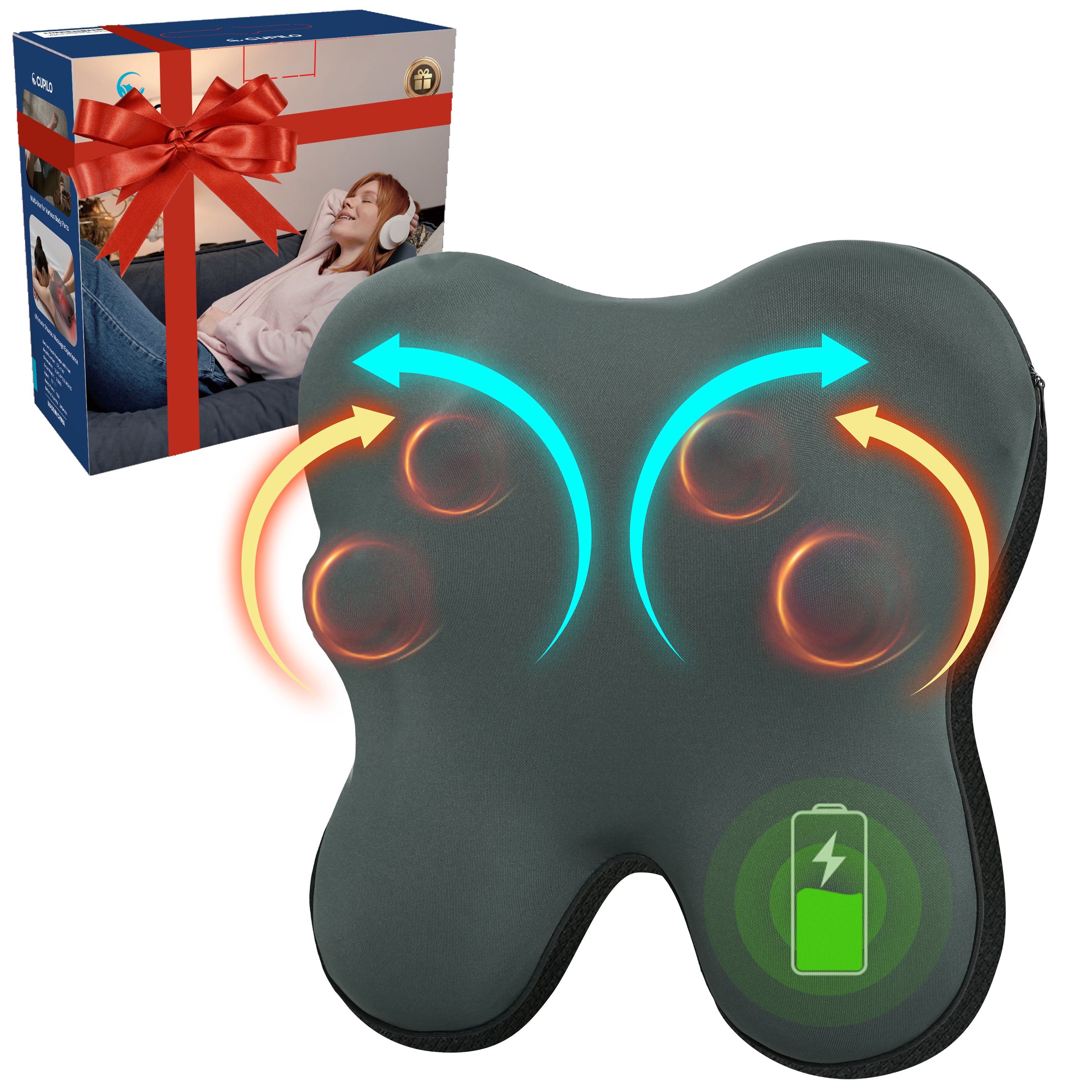 CuPiLo Cordless Shiatsu Neck and Back Massager for Muscle Pain Relief - CPL-1147