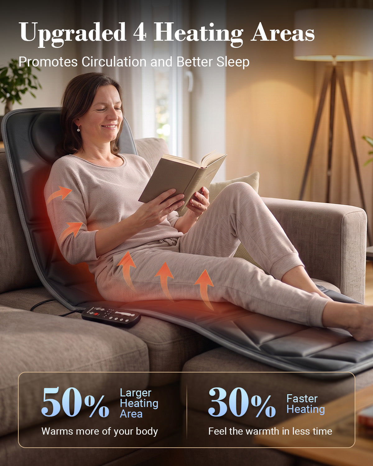 CuPiLo 66.5" Full Body Heated Massage Mat with 10 Motors & 4 Heat Zones - CPL-3355-GRY