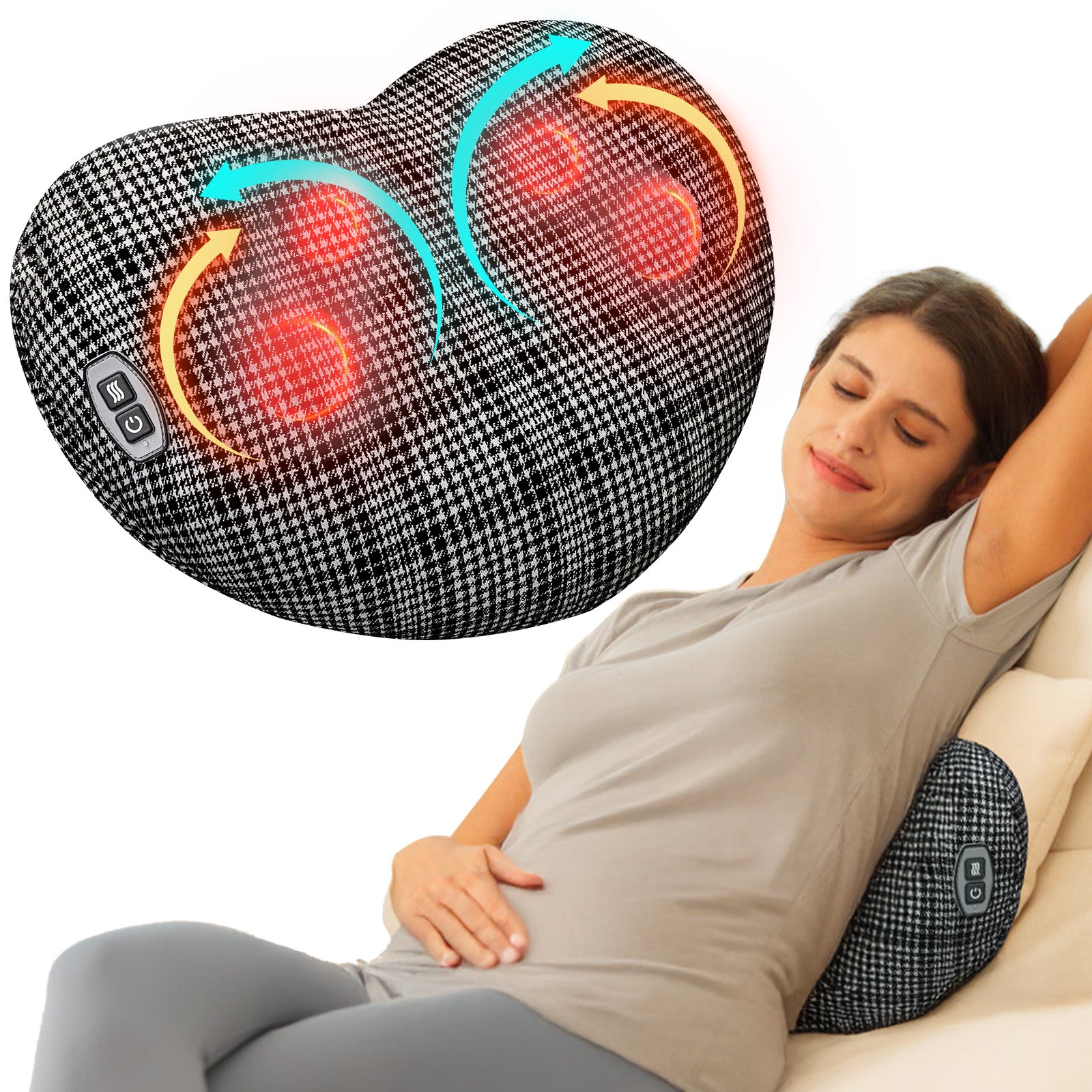 CuPiLo Back Massager for Pain Relief, Gifts for Women Men, Cordless 120min Neck and Back Massager, Plush Skin-Friendly Kneading Massage Pillow for Body Relaxation at Home - CPL-1149