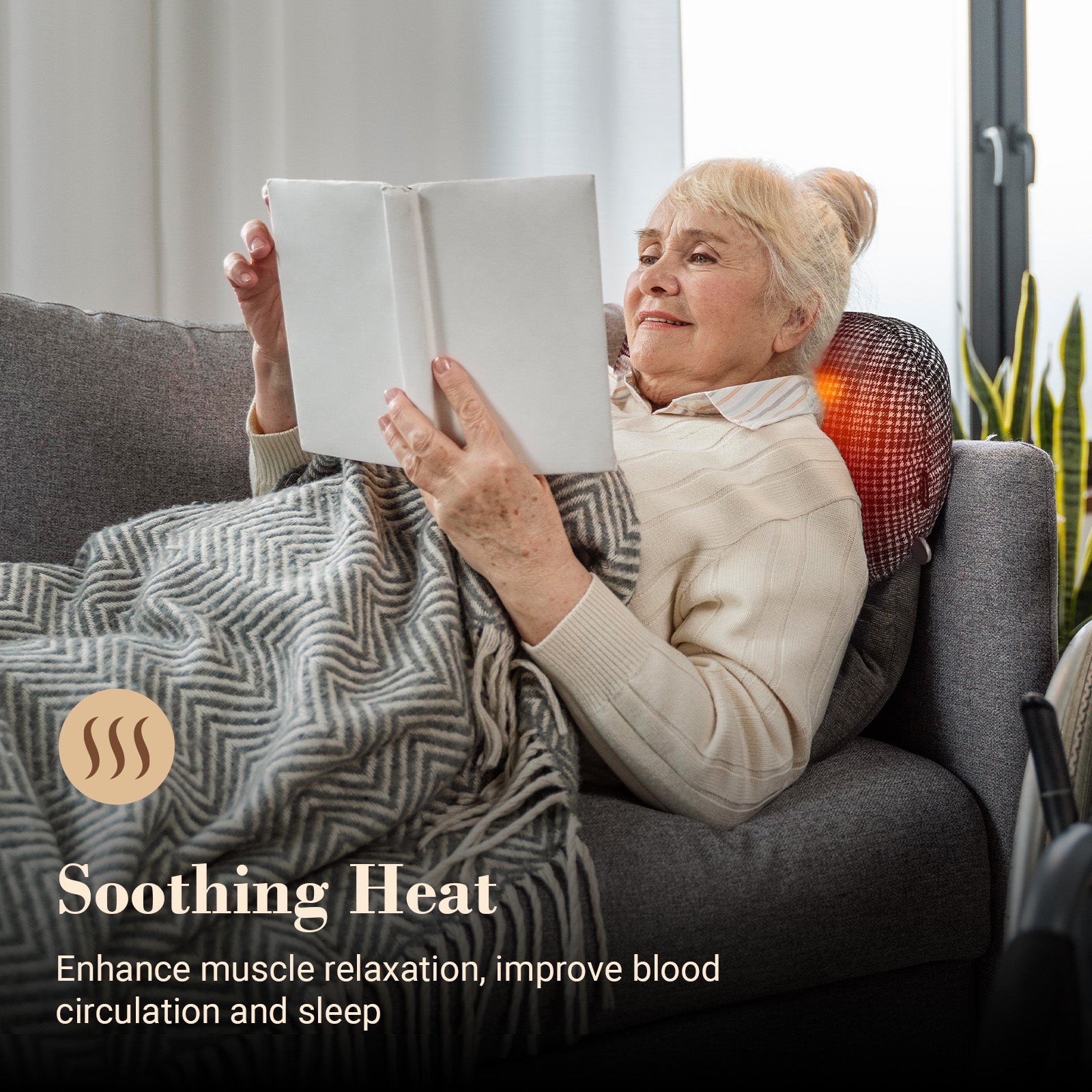 CuPiLo Back Massager for Pain Relief, Gifts for Women Men, Cordless 120min Neck and Back Massager, Plush Skin-Friendly Kneading Massage Pillow for Body Relaxation at Home - CPL-1149