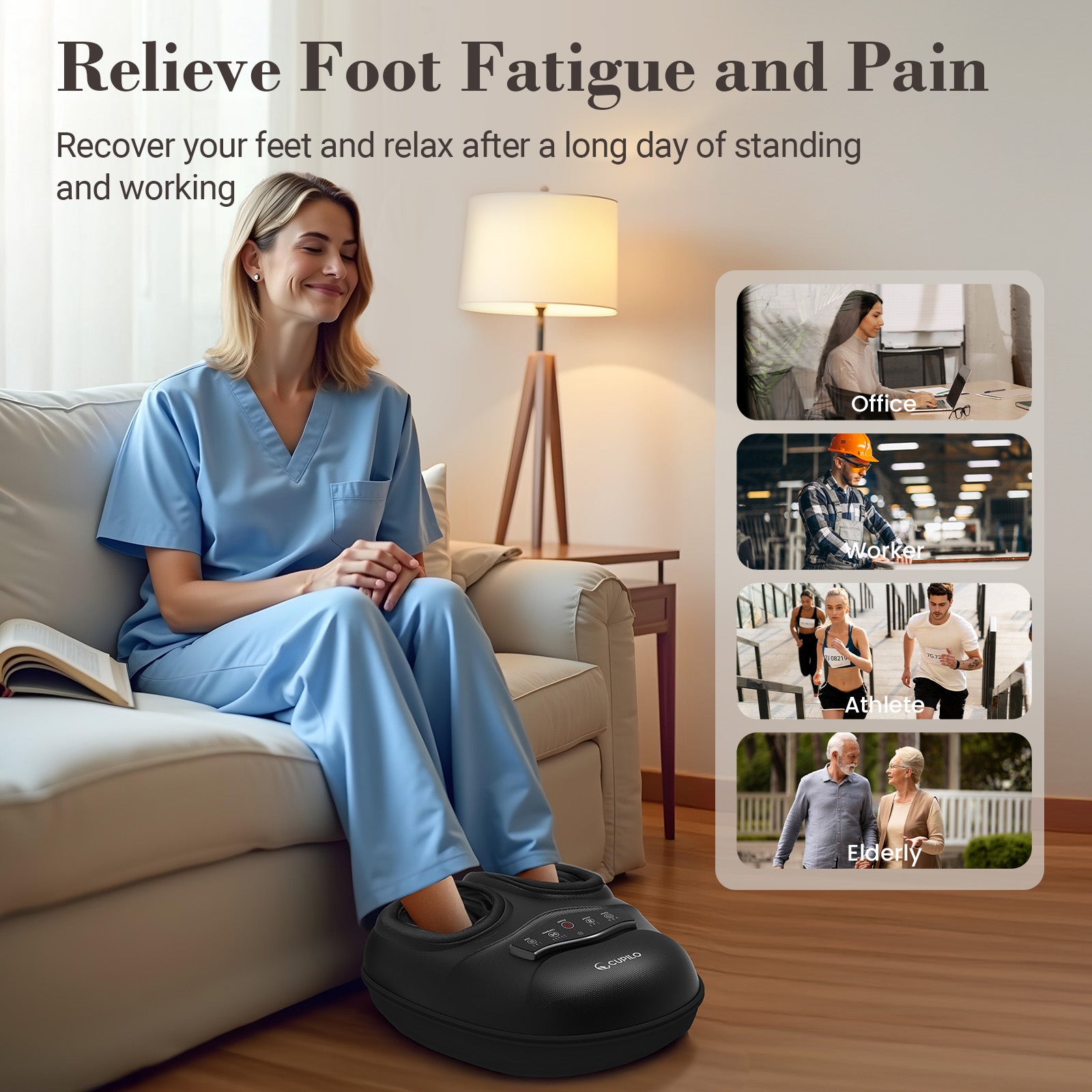 Shiatsu Foot Massager with Heat - Deep Tissue Kneading Feet Massager for Plantar Fasciitis - CPL-5555