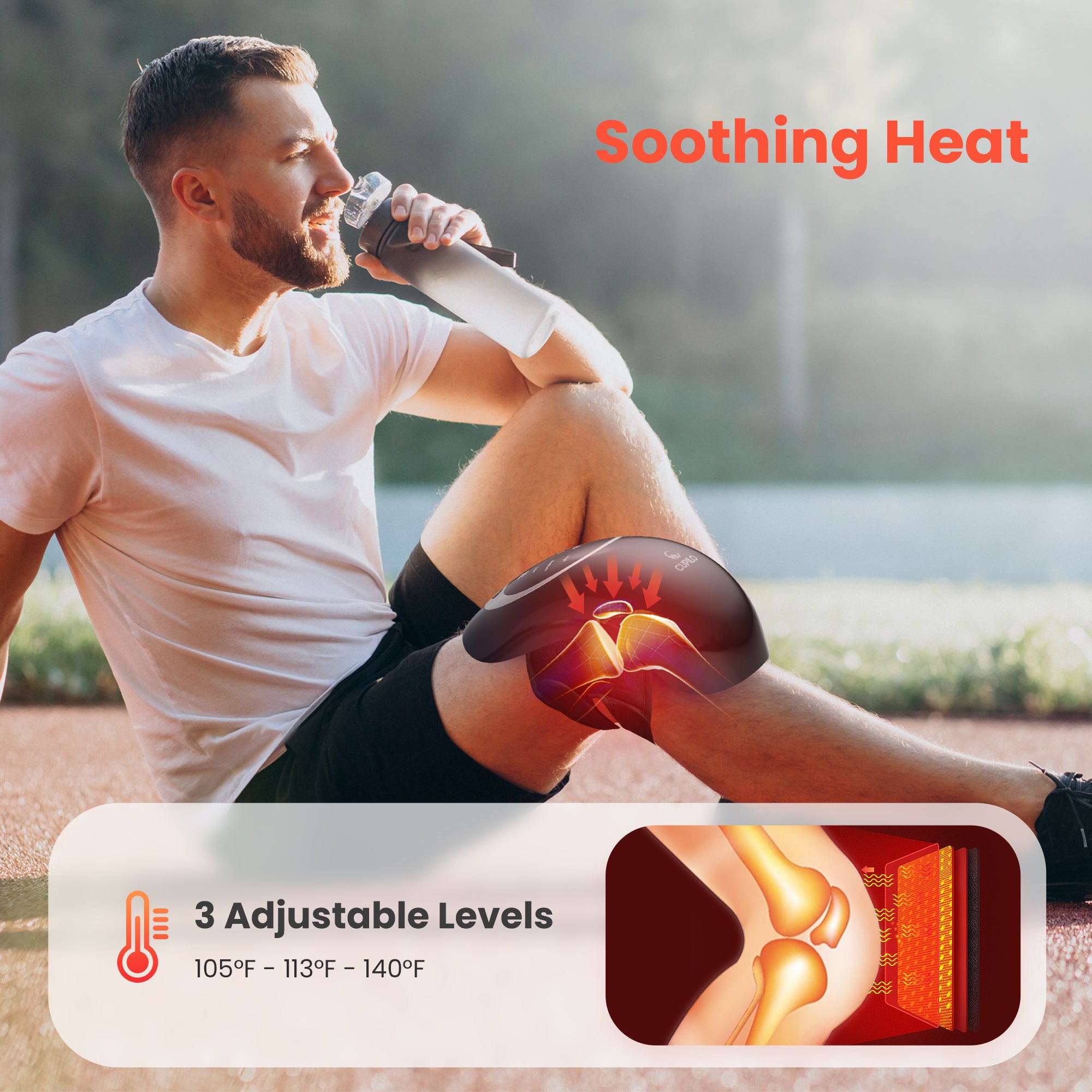 Cupilo Knee Massager with heating, Vibrating Heated Knee Brace Wrap, Vibration Knee Heating Pad,3 Adjustable,Gifts for Men,Women