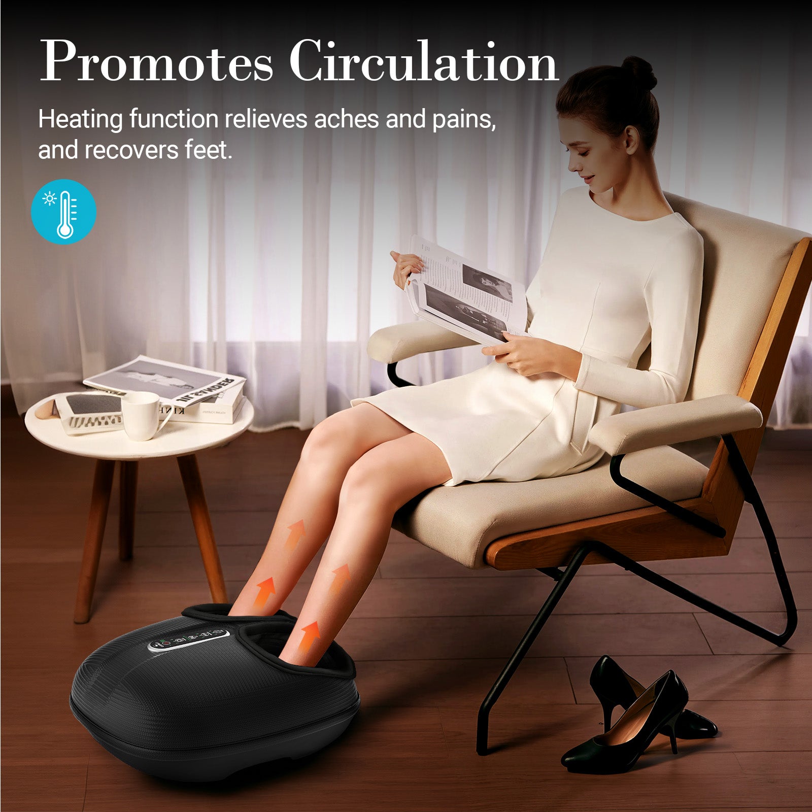 CPL-5522RC-WM Cupilo Foot Massager Machine with Heat & Remote Control, Shiatsu Deep Kneading Foot Massager for Plantar Fasciitis, Tired Muscles, Neuropathy, Blood Circulation, Birthday Gifts, Size up to 13''