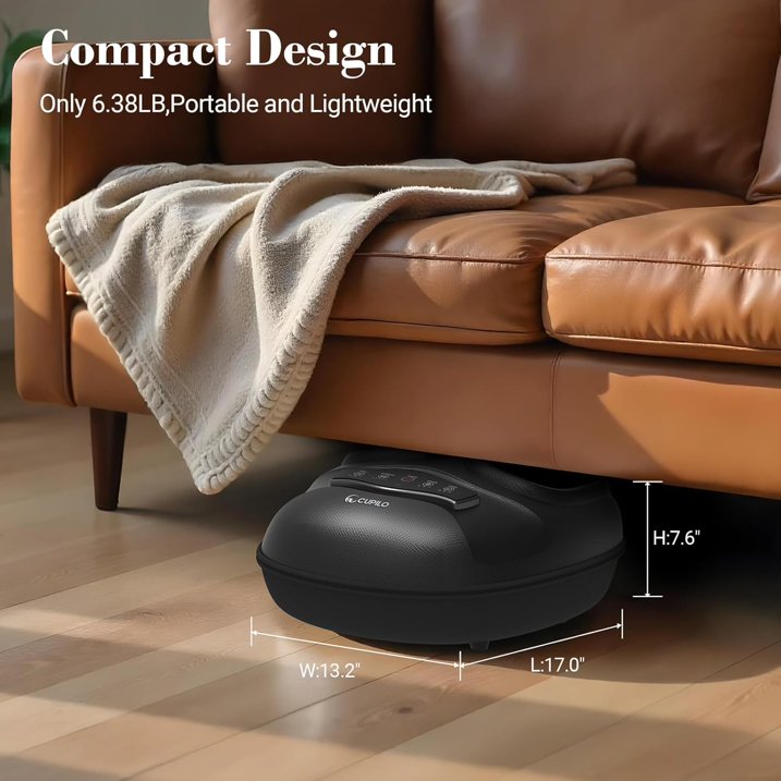 CPL-5555-WM Cupilo Shiatsu Foot Massager, Feet Massager Machine with 3 Heat Levels, 5 Deep Kneading Therapy Pressure for Plantar Fasciitis, Neuropathy, Blood Circulation, Gifts for Women Men 13"