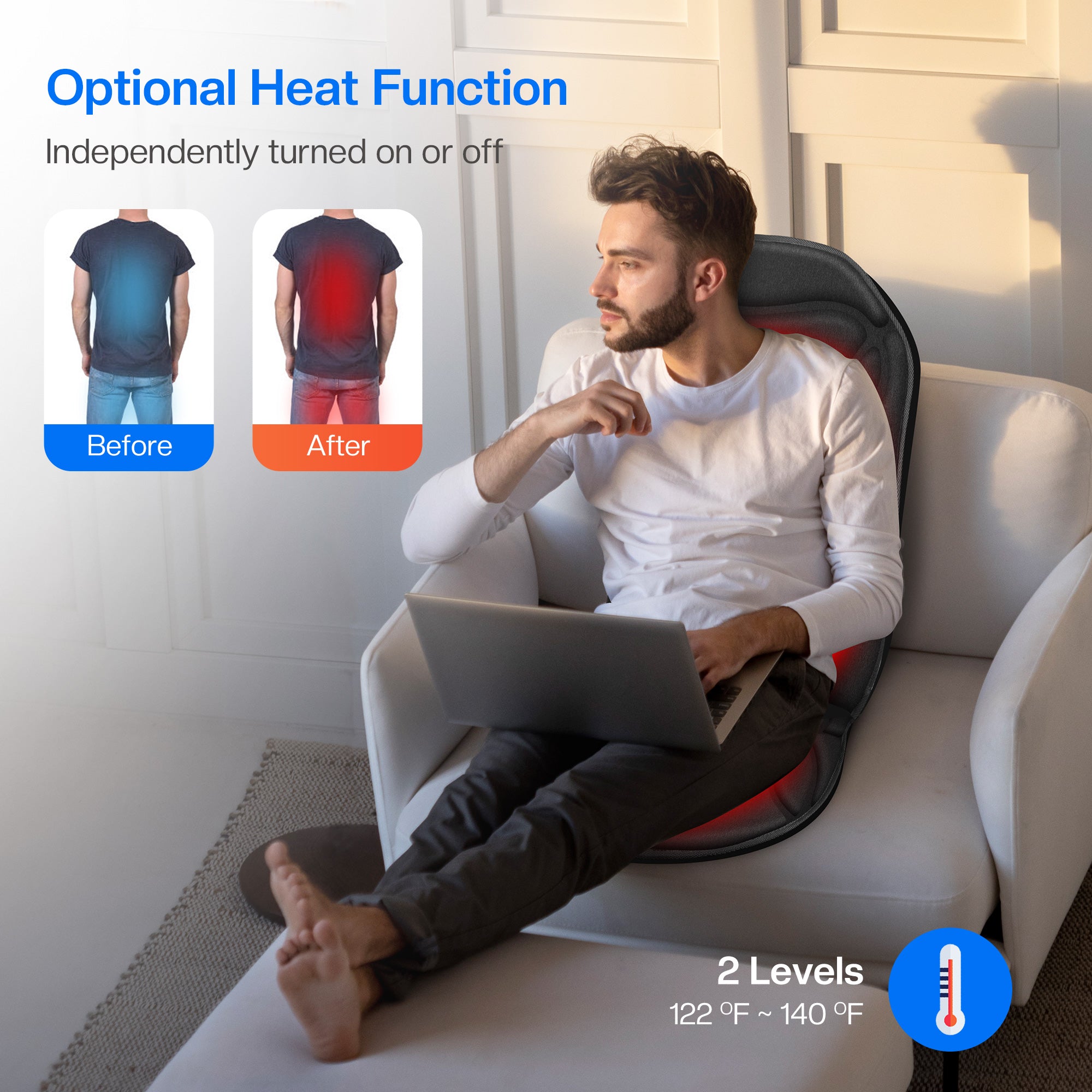 CuPiLo Massage Chair Pad,Electric Back Massager for Back Pain -- CPL-2102