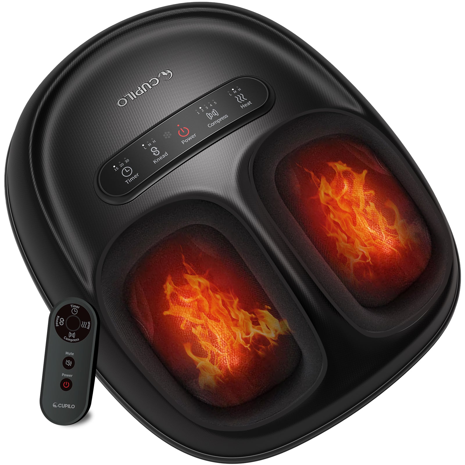 CuPiLo Foot Massager with Heat – Shiatsu Relief for Foot Pain & Plantar Fasciitis - CPL-5551-BLK