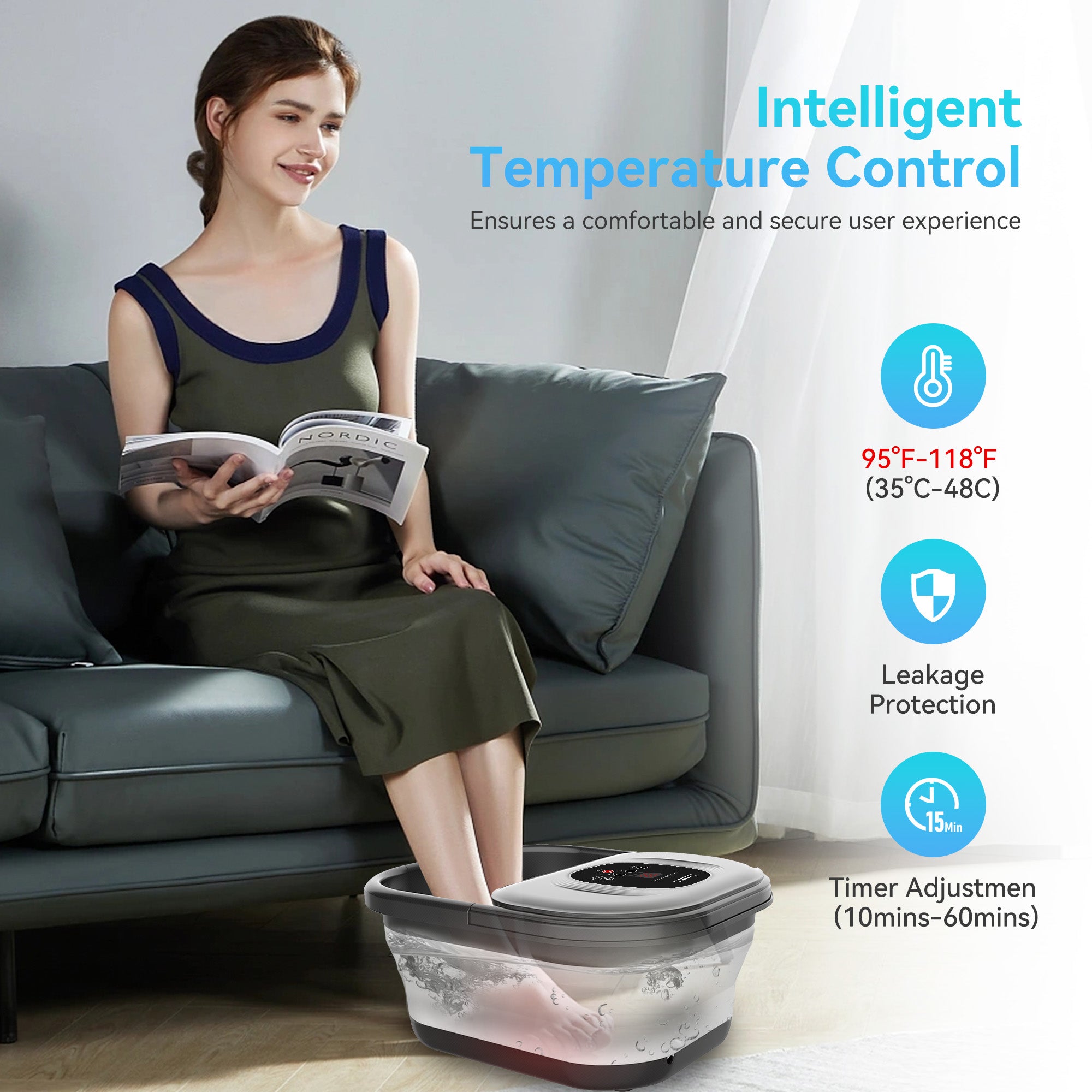 CuPiLo Collapsible Foot Spa Bath Massager with Heat Bubbles - CPL-5538