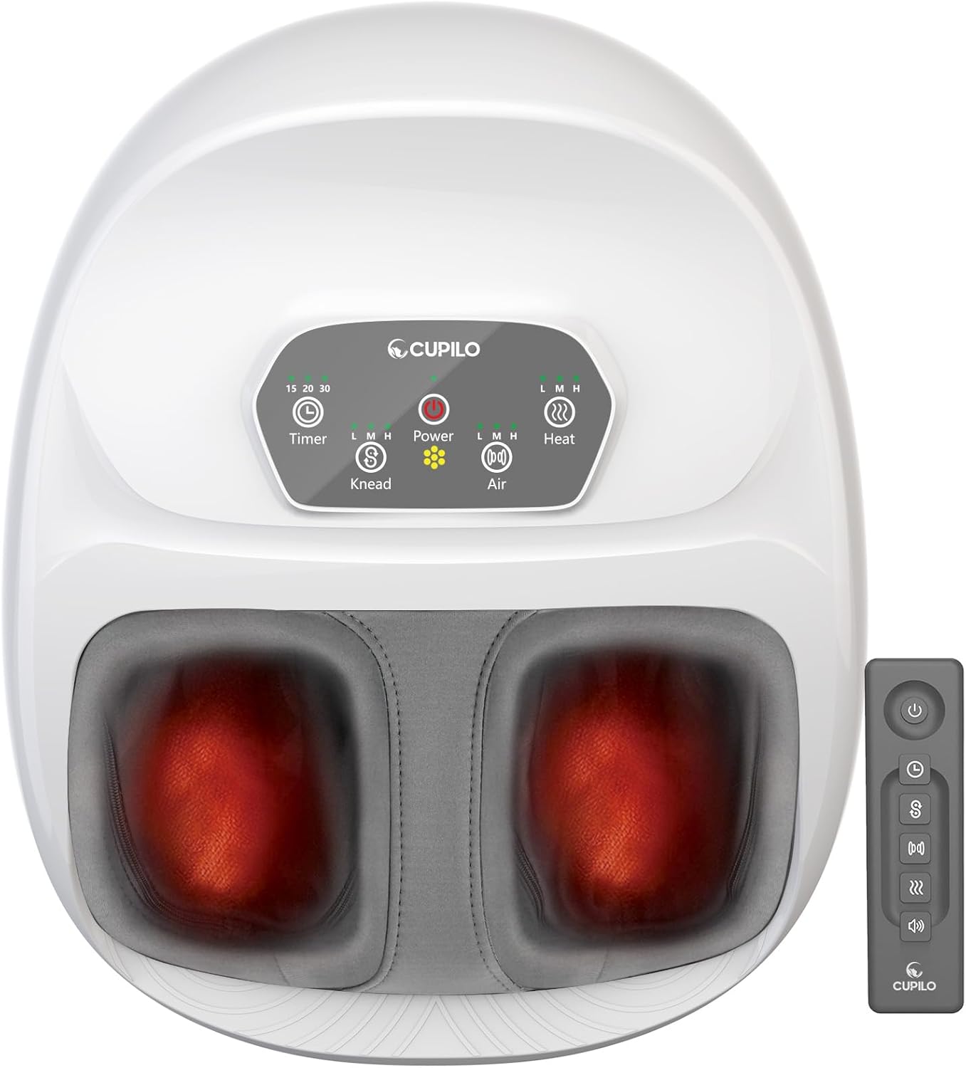 Foot Massager for Plantar Fasciitis – FSA/HSA Eligible, Shiatsu, Remote, Multi-Level, Fits to Men’s 14, White - CPL-5549RC-WHT