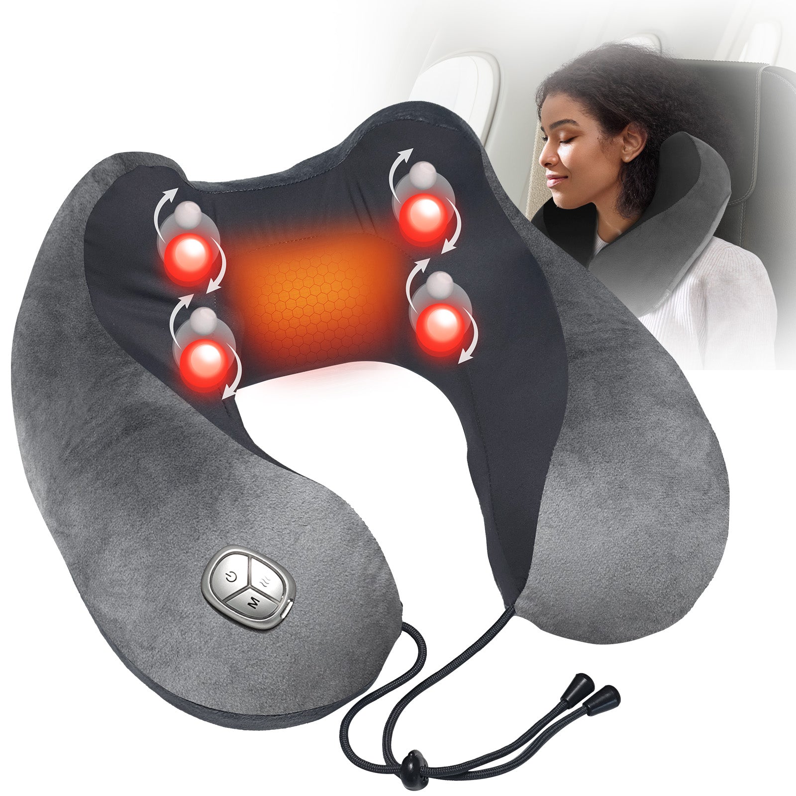 CuPiLo Neck Massager Pillow with Heat - Portable Shiatsu Neck Massage Pain Relief Deep Tissue - CPL-6689