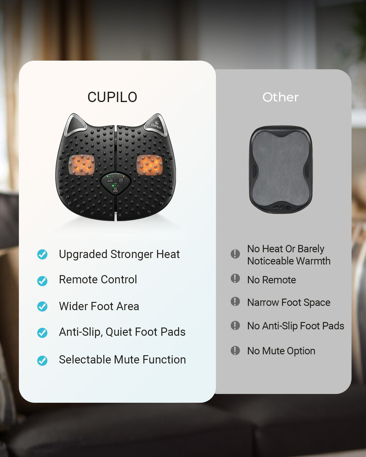 CuPiLo 2026 Upgraded Foot & Leg Massager | Vibration & Heat Therapy for Neuropathy Pain Relief and Better Circulation - CPL-5556R-BLK