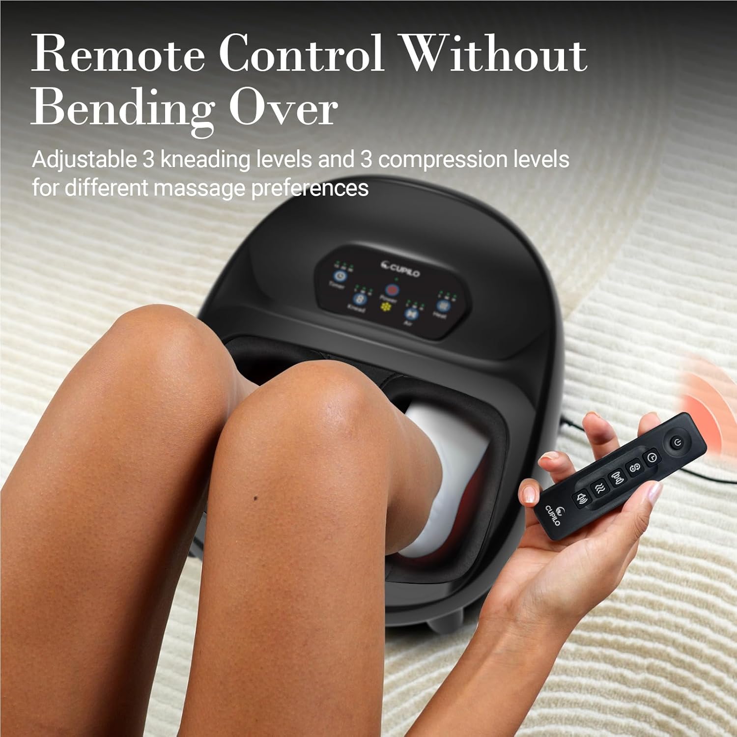 CPL-5549RCBLK-WM Cupilo Foot Massager for Heat, Upgraded Full Shiatsu Foot Massage for Tired Foot Blood Circulation up to size 14, Black,Gifts for Mom Dad Men