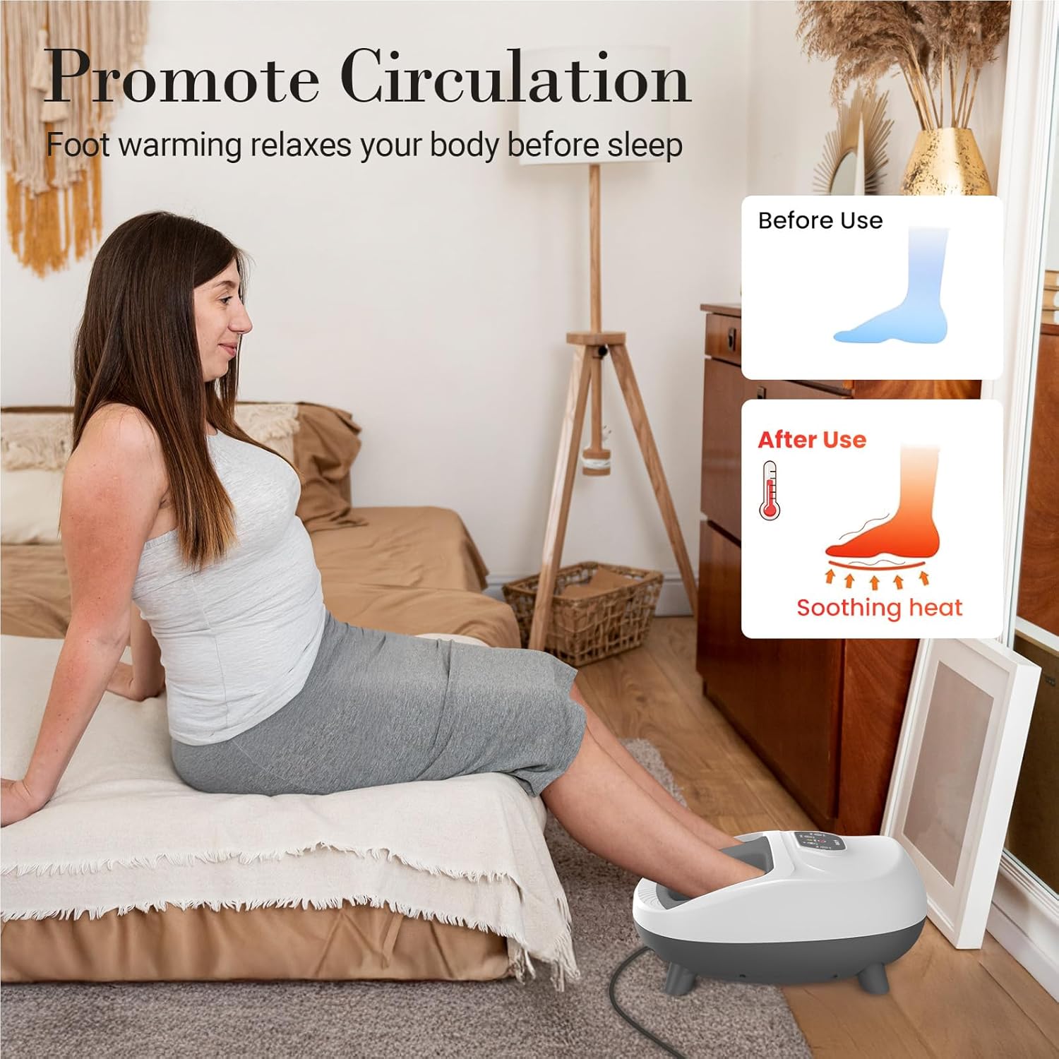 Foot Massager for Plantar Fasciitis – FSA/HSA Eligible, Shiatsu, Remote, Multi-Level, Fits to Men’s 14, White - CPL-5549RC-WHT