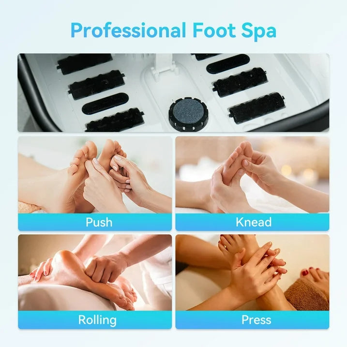 CPL-5538-WM Cupilo Collapsible Foot Spa Massager with Heat, Bubble, Red Light, Vibration, Temperature Control & Timer, Pedicure Foot Bath Massager Soaker with 8 Shiatsu Massage Roller for Relaxation Stress Relie