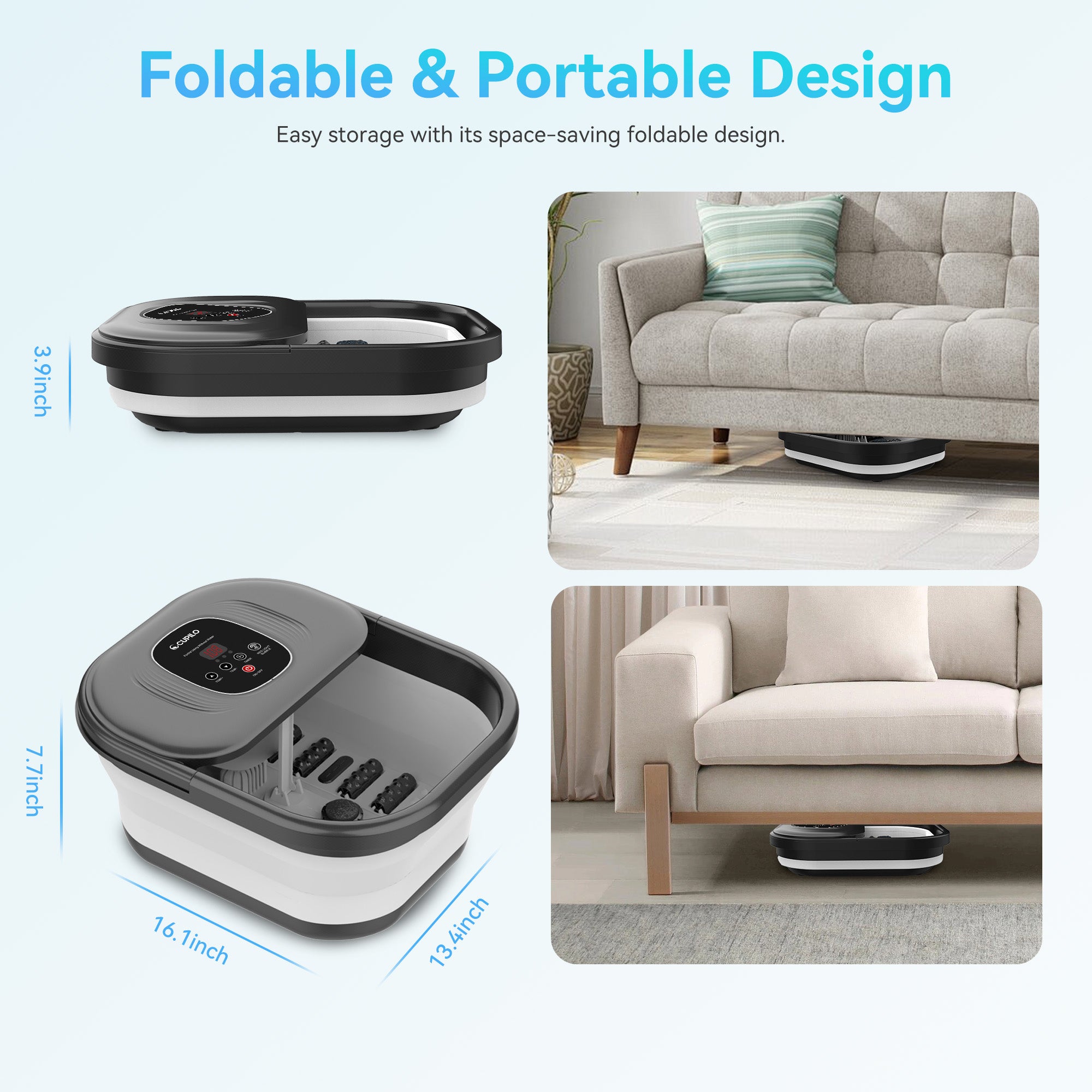 CuPiLo Collapsible Foot Spa Bath Massager with Heat Bubbles - CPL-5538