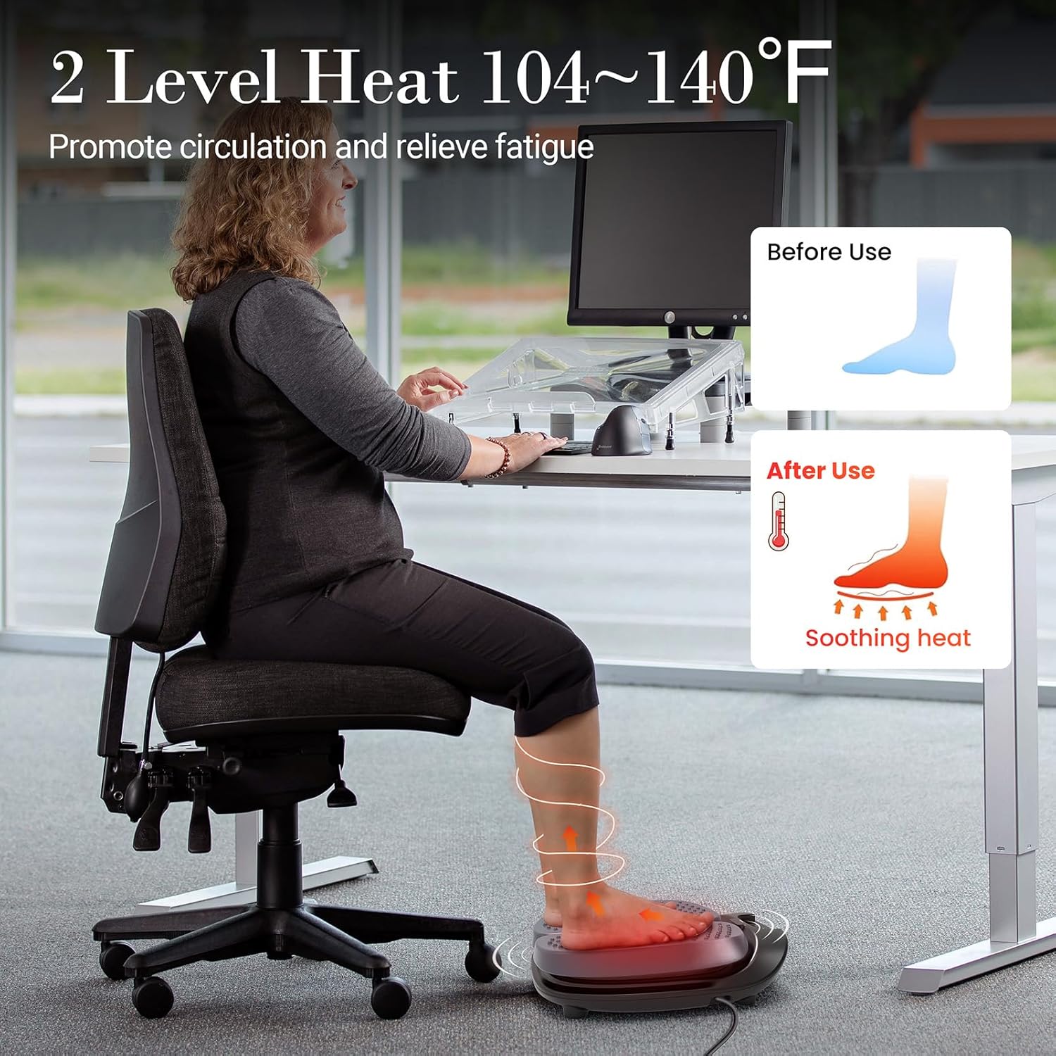 CPL-5591-WM Cupilo Foot Massager with Heat, Electric Feet Massager for Legs Circulation, Plantar Fasciitis Pain, Stress Relief