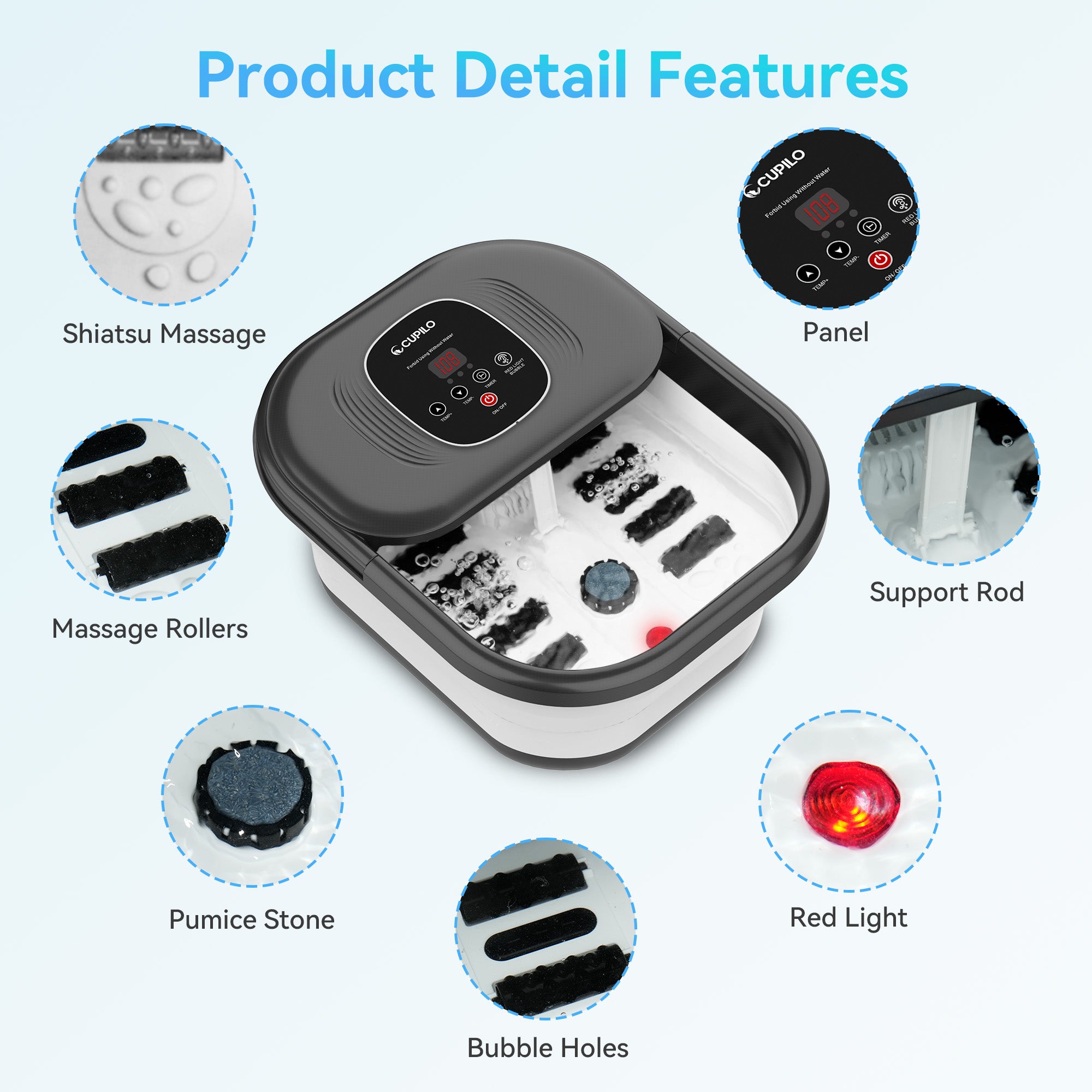CuPiLo Collapsible Foot Spa Bath Massager with Heat Bubbles - CPL-5538