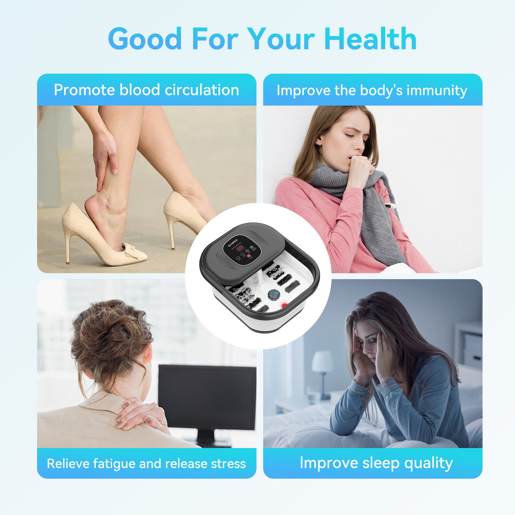 CuPiLo Collapsible Foot Spa Bath Massager with Heat Bubbles - CPL-5538