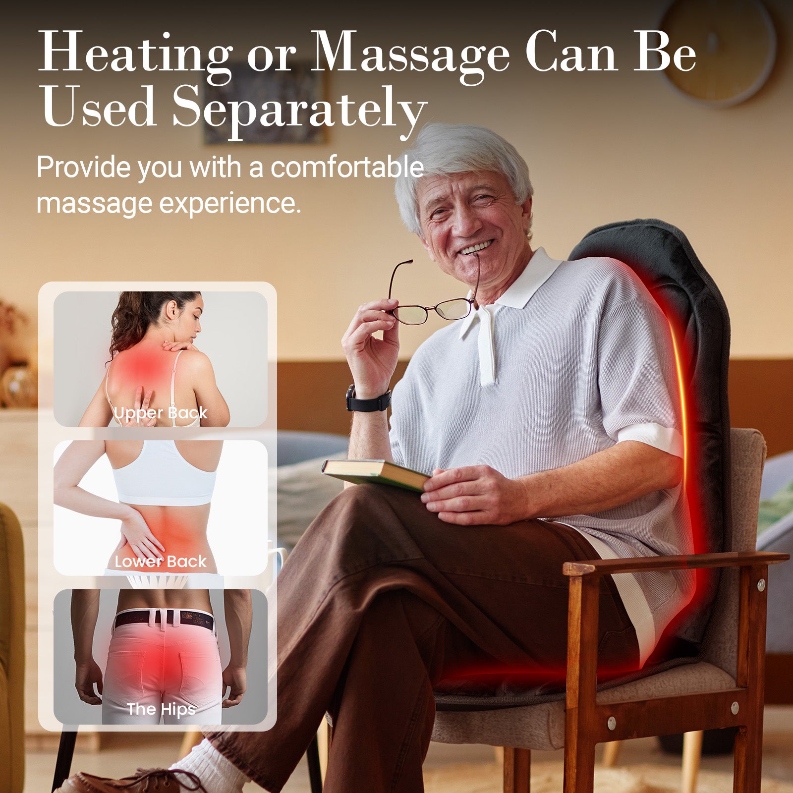 WM-CPL-2102 CuPiLo Back Massager Seat Cushion with Heat, Vibration Massager Chair Pad with 8 Motors & 2 Heat, 5 Vibration Modes