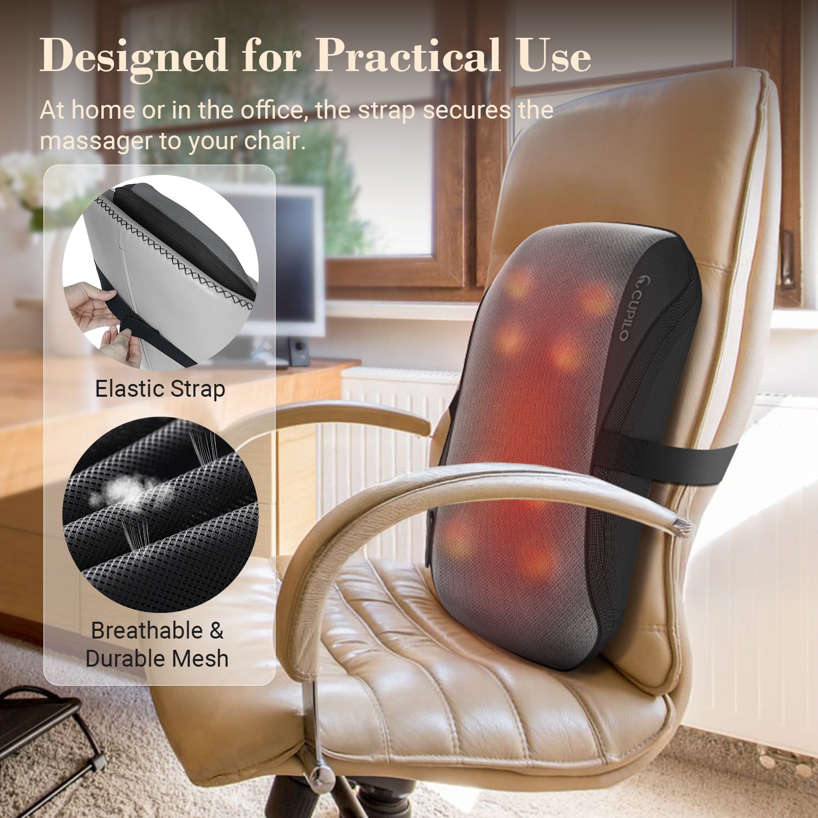 2025 Upgrade Back Massager for Pain Relief with Heat, 8-Node Shiatsu Deep Tissue Back Massager for Upper & Lower Back - CPL-2252-BLK