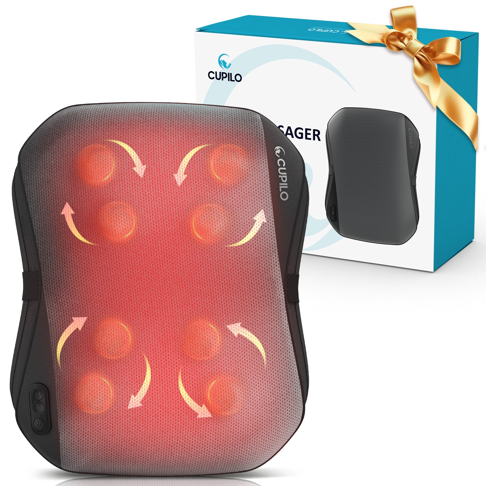2025 Upgrade Back Massager for Pain Relief with Heat, 8-Node Shiatsu Deep Tissue Back Massager for Upper & Lower Back - CPL-2252-BLK