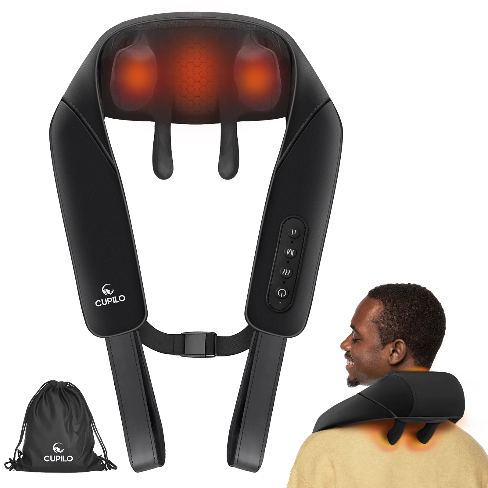 CuPiLo Shiatsu Neck Massager with heat, 4D Cordless Deep Tissue Kneading Massage - CPL-6688