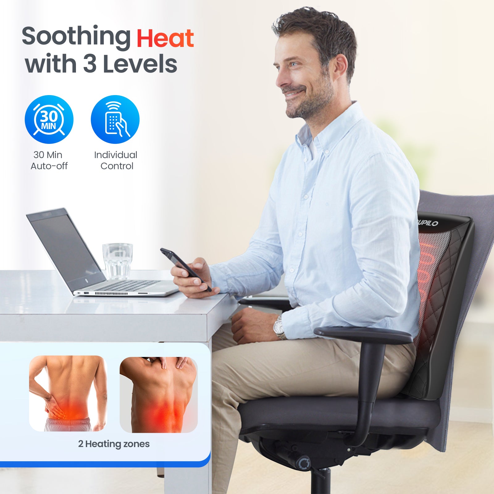 CuPiLo Back and Neck Massager, FSA Eligible HSA Store Massager for Pain Relief Deep Tissue, Heated Massage with Vibration, Massage Pillow for Neck, Back, Shoulder, Leg, Mothers Day Gifts for Mom Women