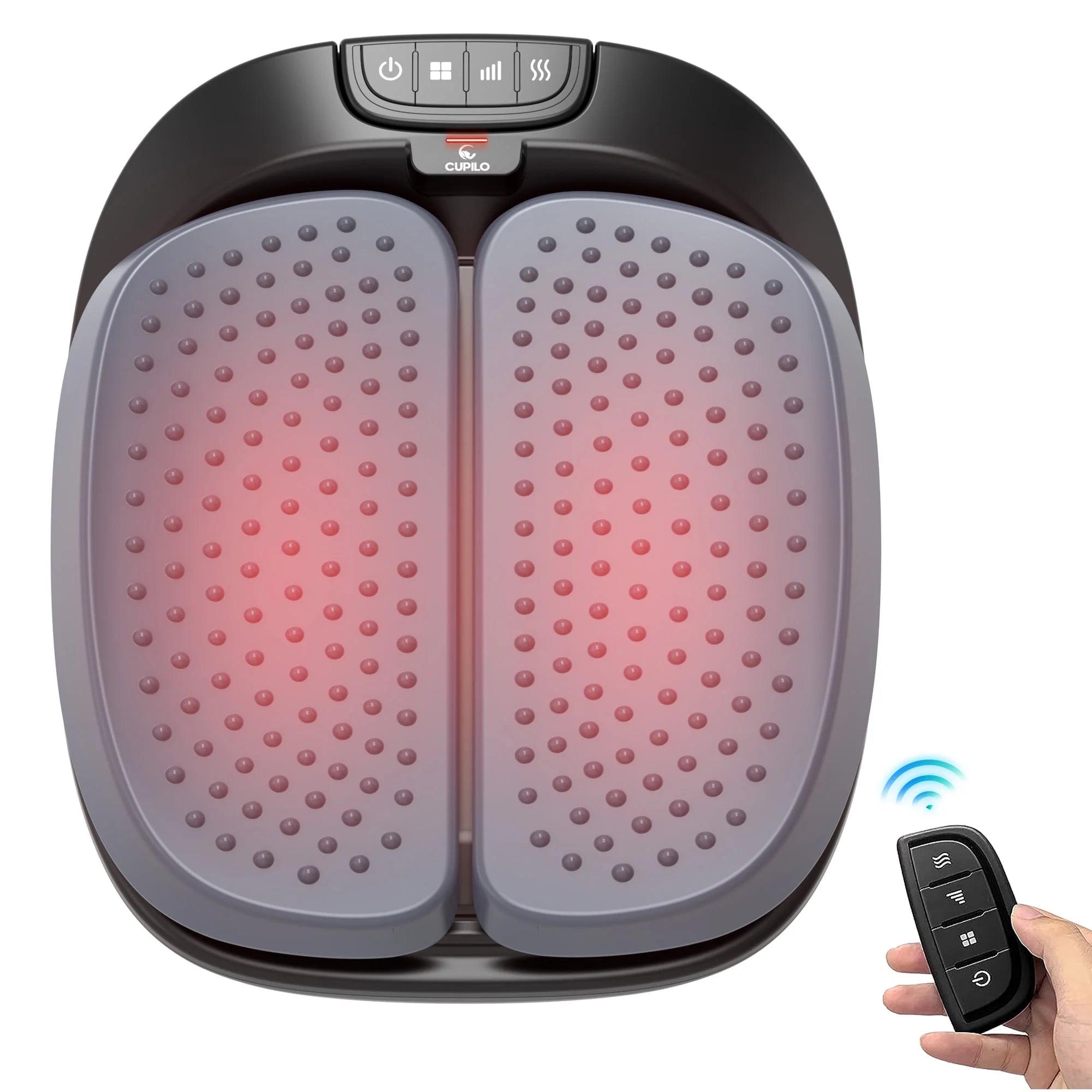 Foot massager machine with 100+ round grains targeting reflex points - removable nodes for deep sole vibration.
