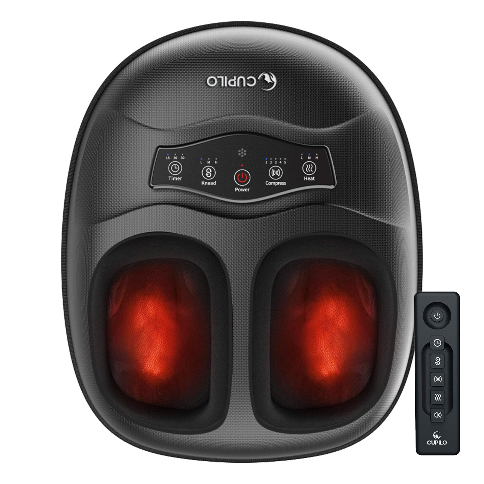 CPL-5555RC-WM Cupilo Shiatsu Foot Massager with Heat, Foot Massager Machine with Remote Control, 5 Deep Kneading Therapy Pressure for Plantar Fasciitis, Neuropathy, Blood Circulation, Gifts for Women Men 13"
