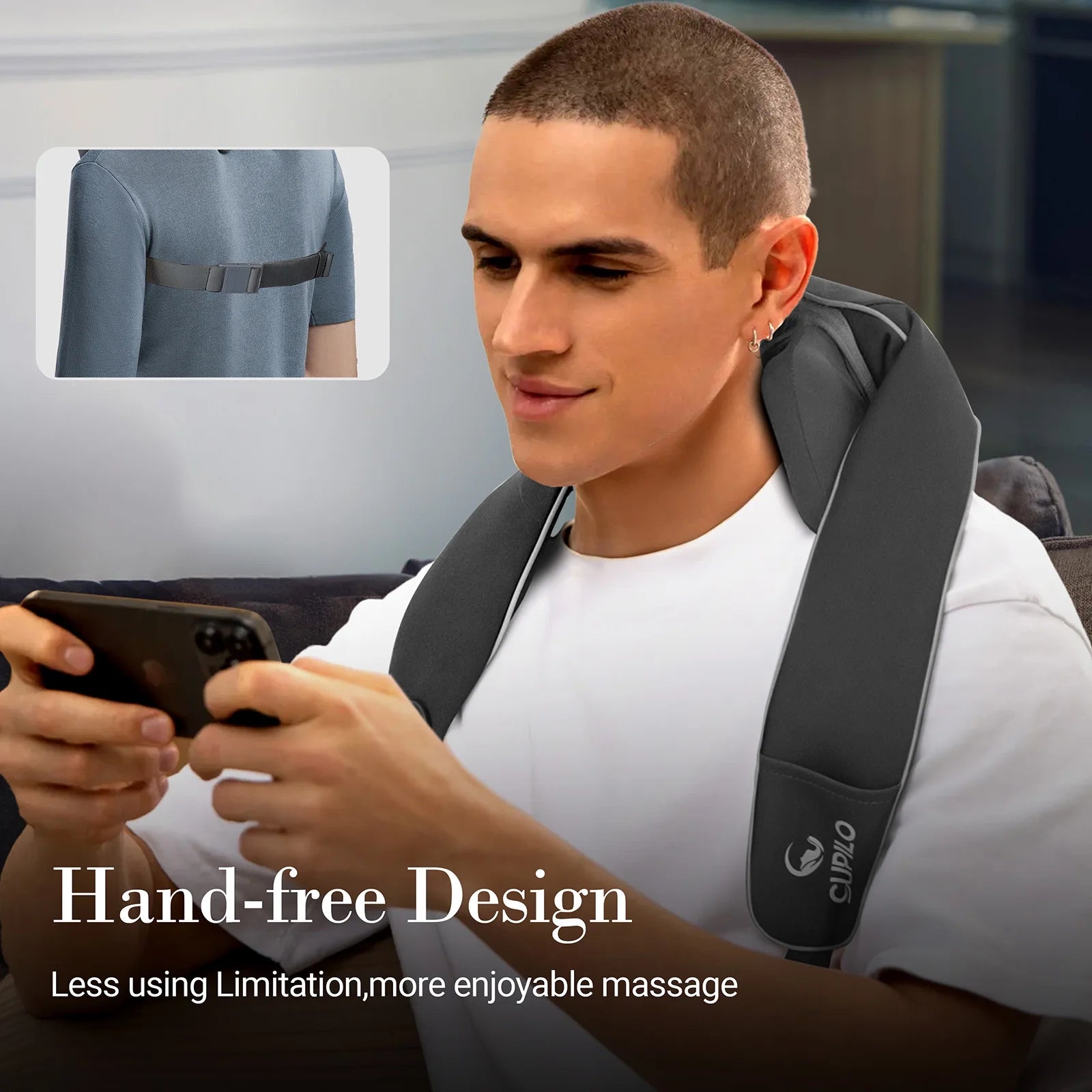 Cupilo Cordless Neck and Back Massager with Heat, 4D Shiatsu Shoulder Massager with Remote Controls for Pain Relief