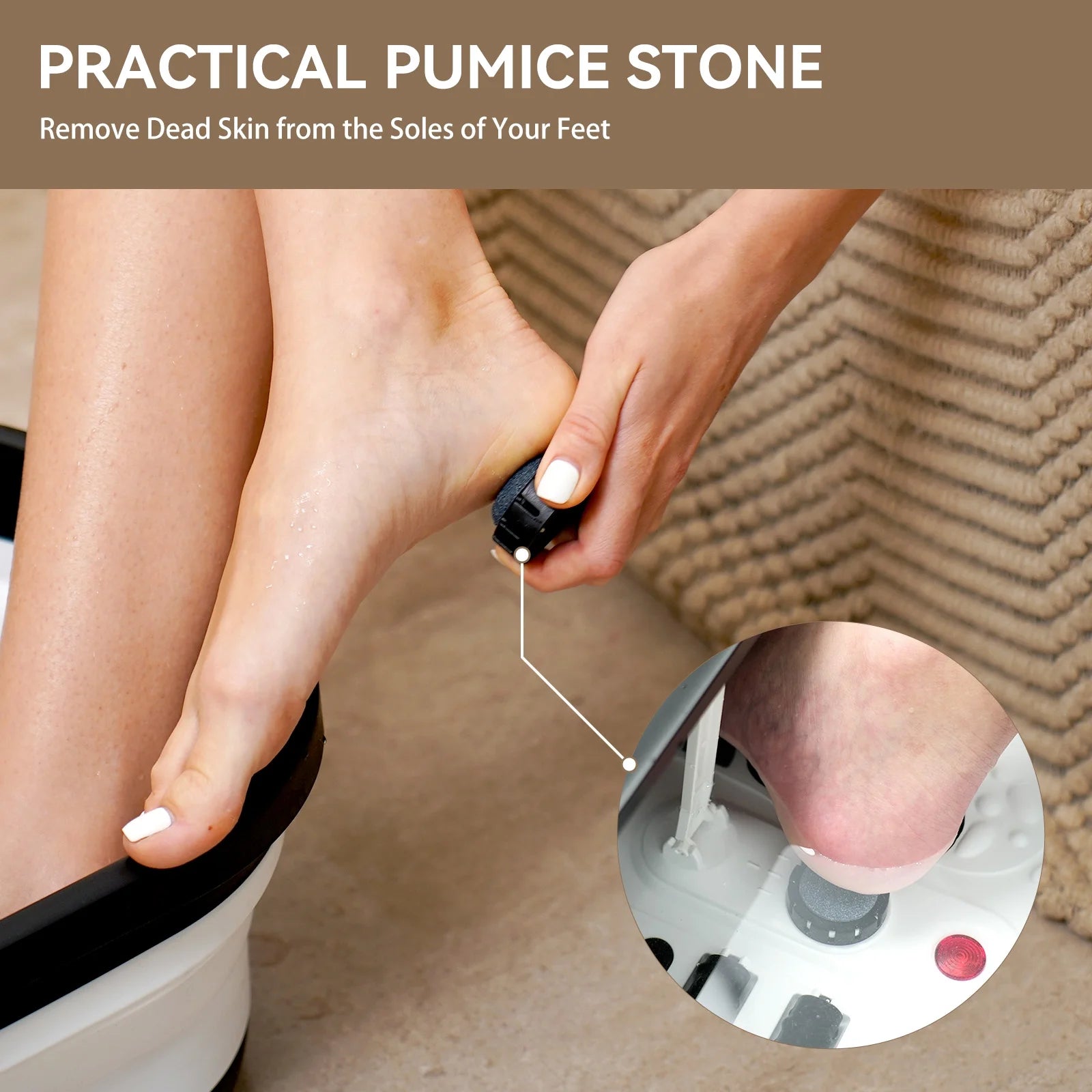 CPL-5538-WM Cupilo Collapsible Foot Spa Massager with Heat, Bubble, Red Light, Vibration, Temperature Control & Timer, Pedicure Foot Bath Massager Soaker with 8 Shiatsu Massage Roller for Relaxation Stress Relie