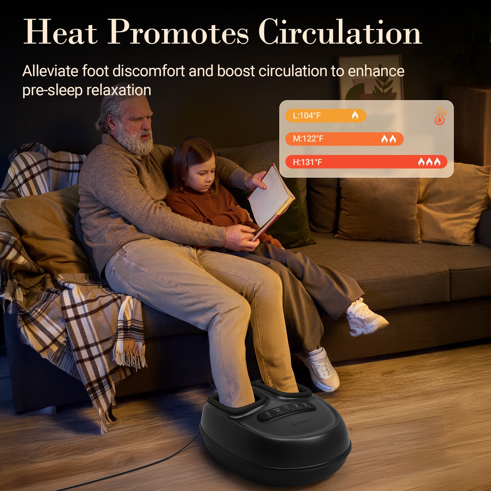 CuPiLo Foot Massager with Heat – Shiatsu Relief for Foot Pain & Plantar Fasciitis - CPL-5551-BLK