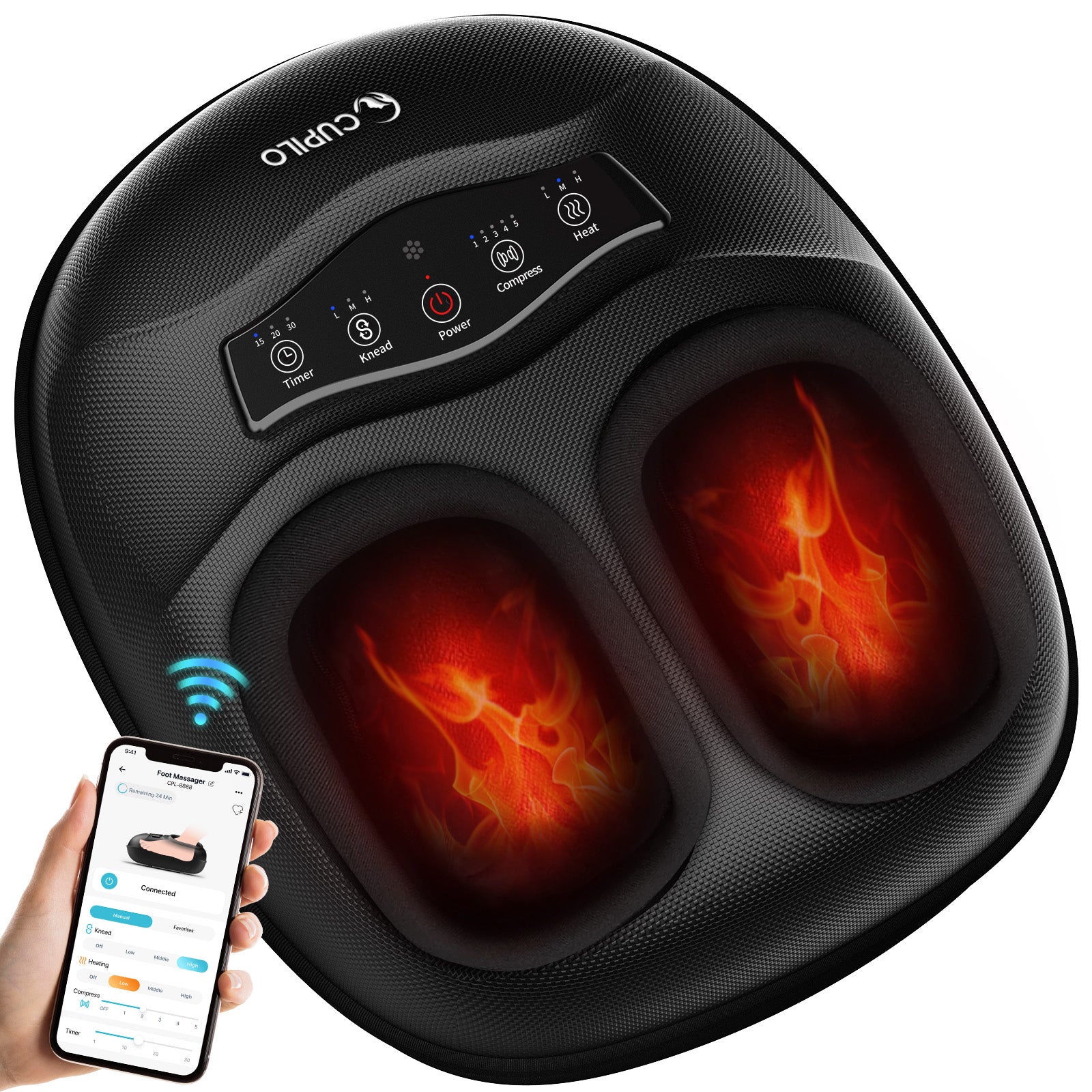 CuPiLo Smart APP-Controlled Foot Massager with Heat - FSA/HSA Eligible - CPL-5555S