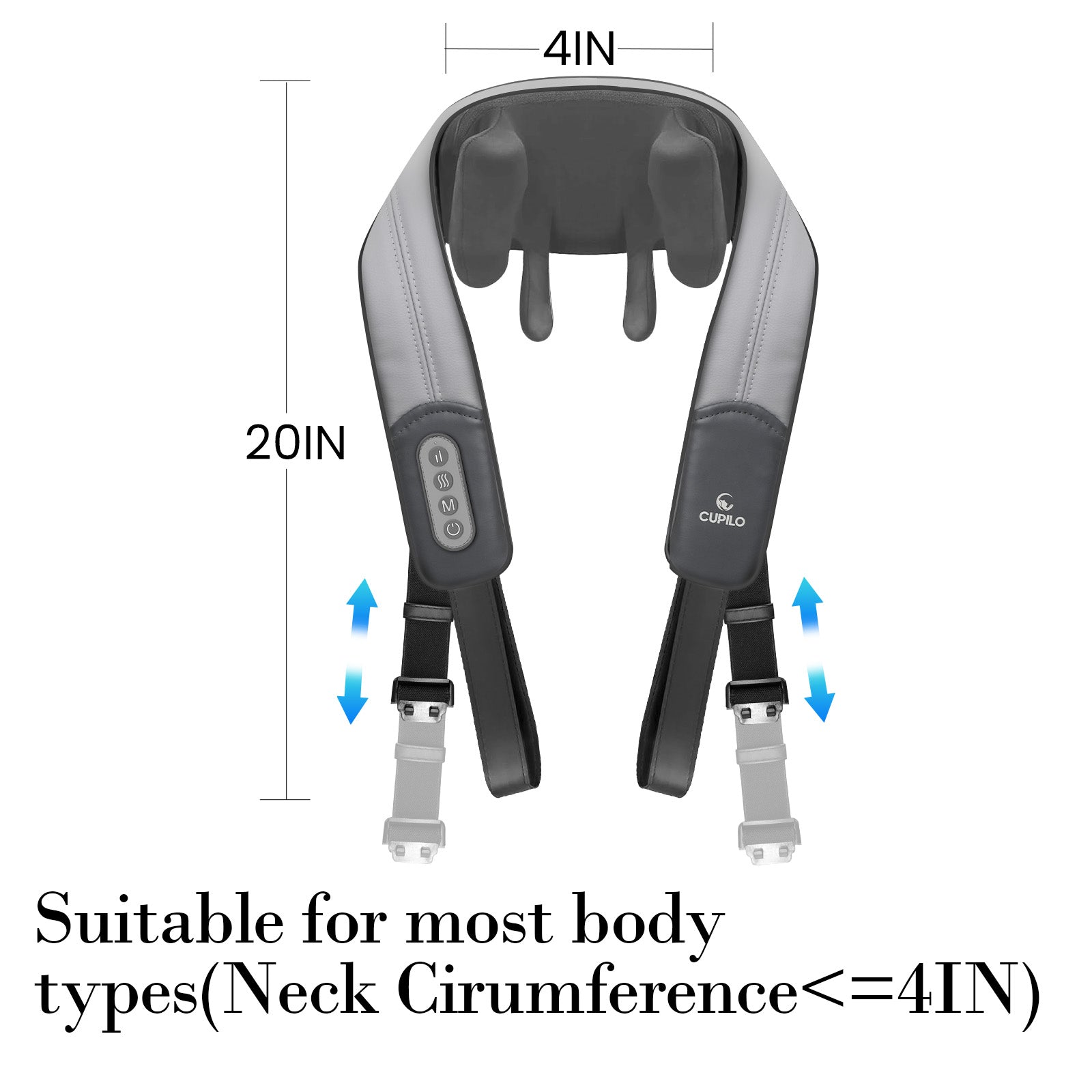 CPL-6681-WM Cupilo Shiatsu Neck and Back Massager with Heat, 4D Cordless Electric Deep Tissue Kneading Massage Pillow for Shoulder Leg Body Muscle Pain Relief, Gift for Men Women Home Office Use