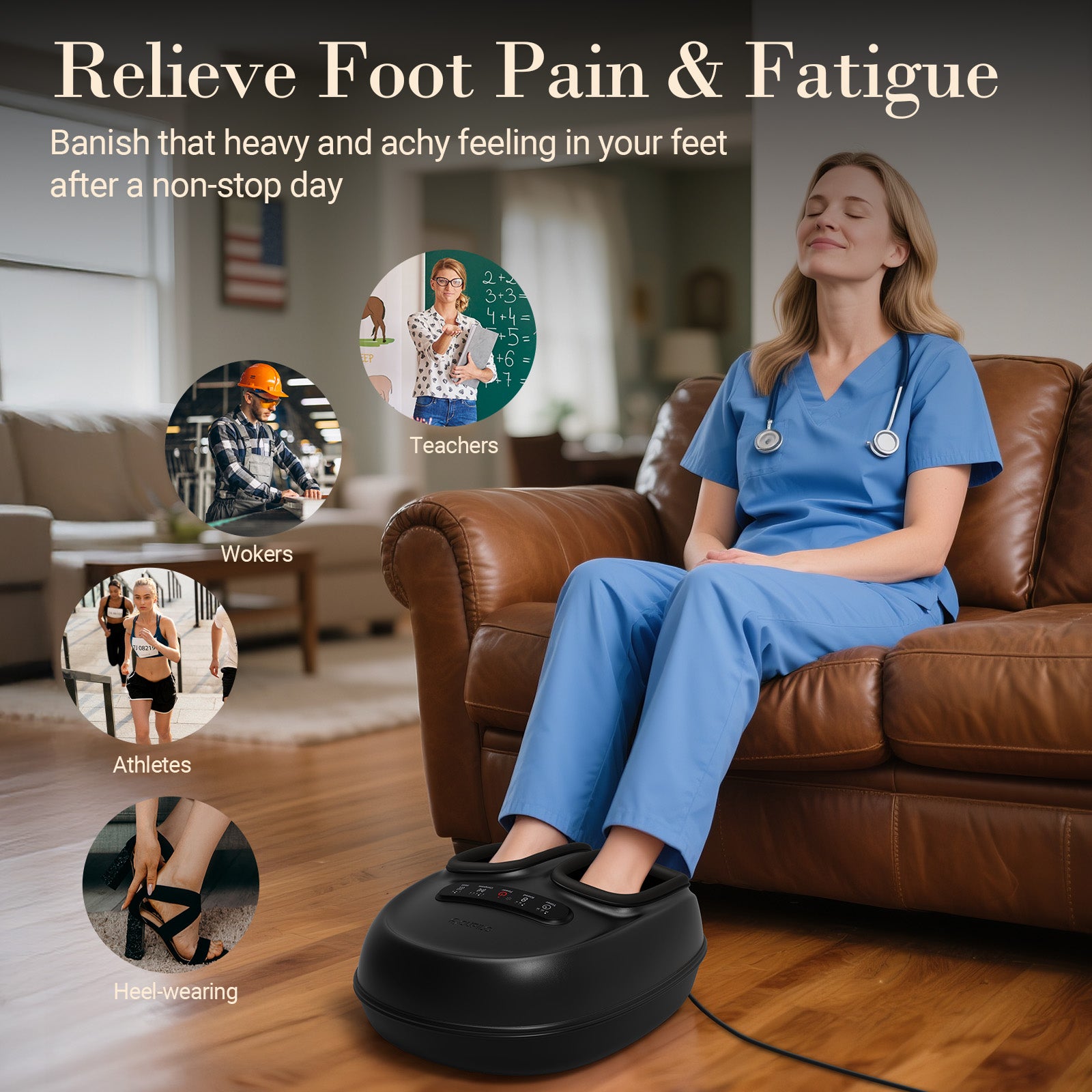 CuPiLo Foot Massager with Heat – Shiatsu Relief for Foot Pain & Plantar Fasciitis - CPL-5551-BLK
