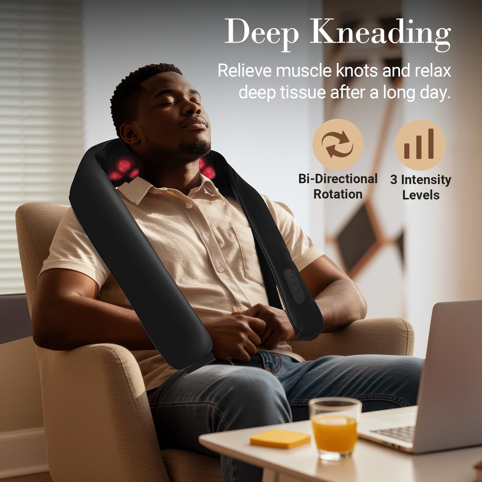 Cordless Neck and Shoulder Massager with Heat, 2025 Upgrade - CPL-6632C-BLK