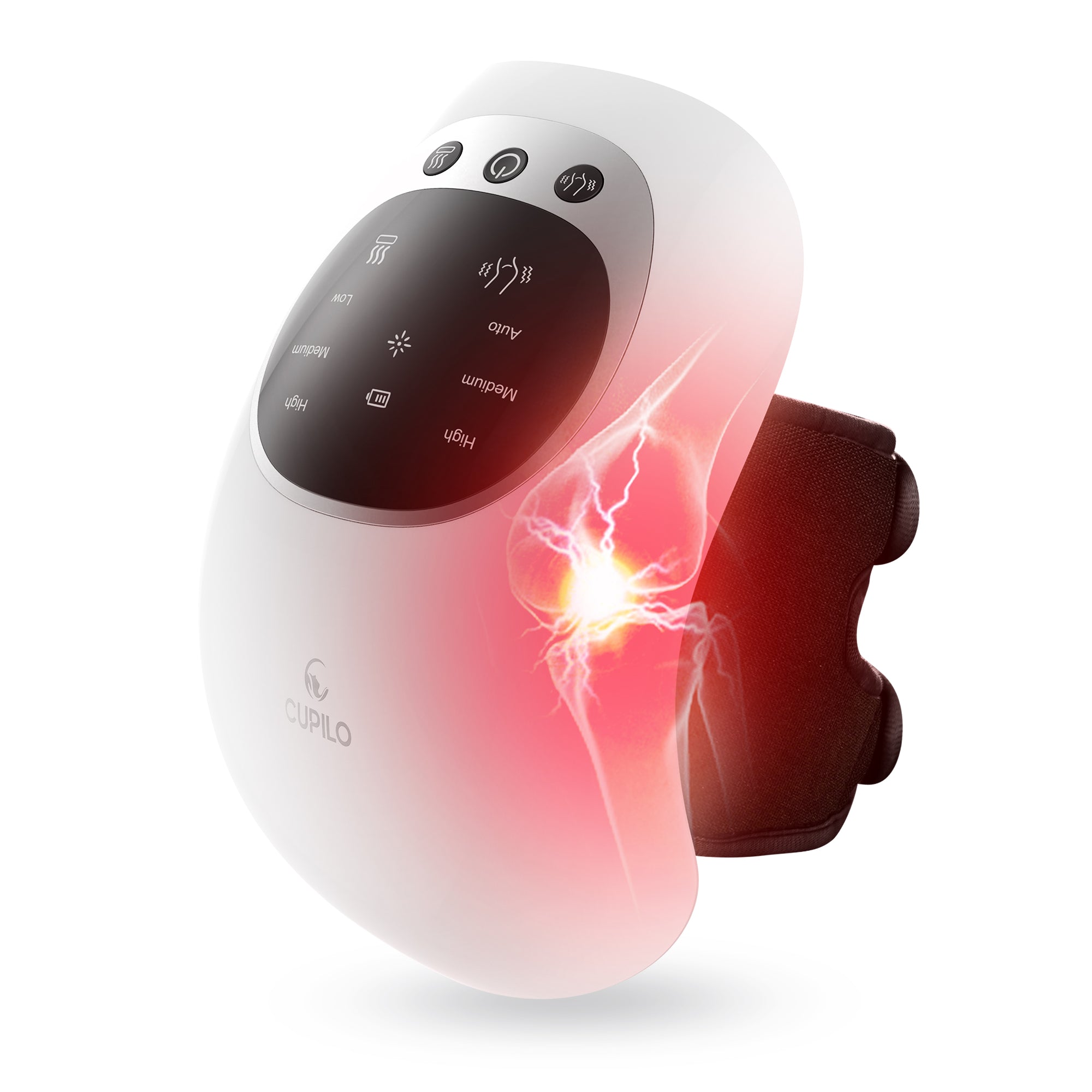 CPL-5530WH-WM Cupilo Knee Massager with heating, Vibrating Heated Knee Brace Wrap, Vibration Knee Heating Pad,3 Adjustable,Gifts for Men,Women