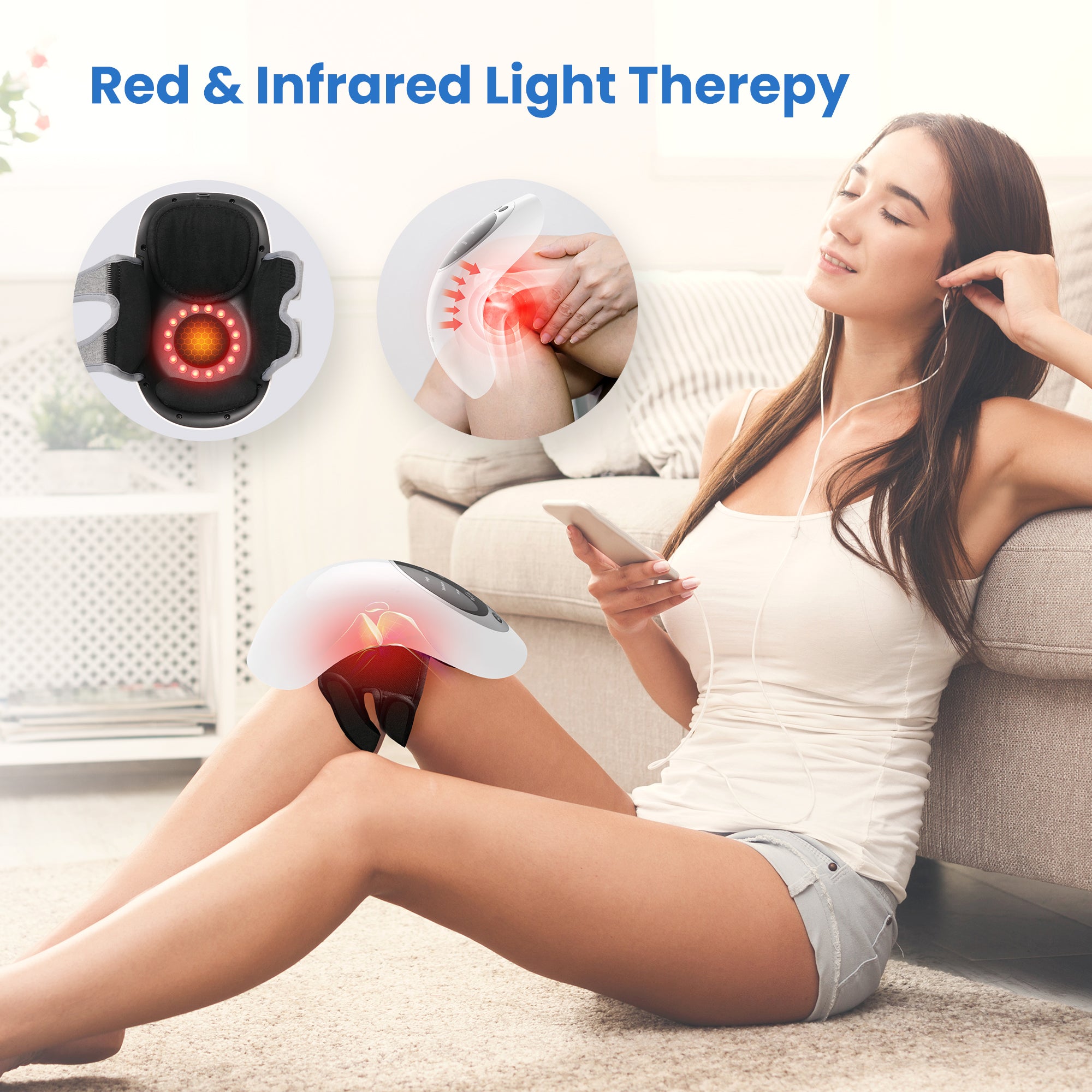 CPL-5530WH-WM Cupilo Knee Massager with heating, Vibrating Heated Knee Brace Wrap, Vibration Knee Heating Pad,3 Adjustable,Gifts for Men,Women